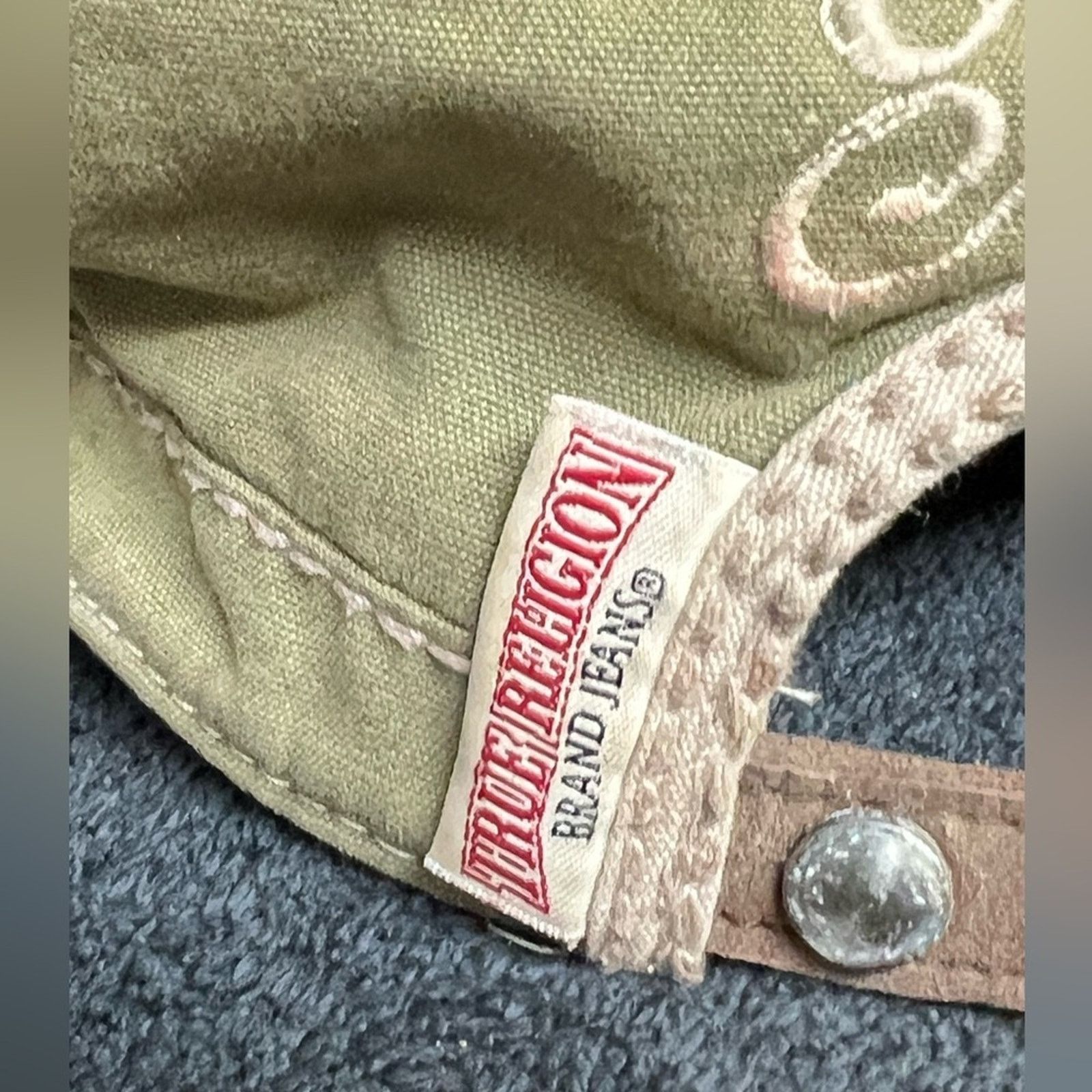 True Religion True Religion Women's Olive Green Adjustable Leather Hat Size ONE SIZE - 5 Thumbnail
