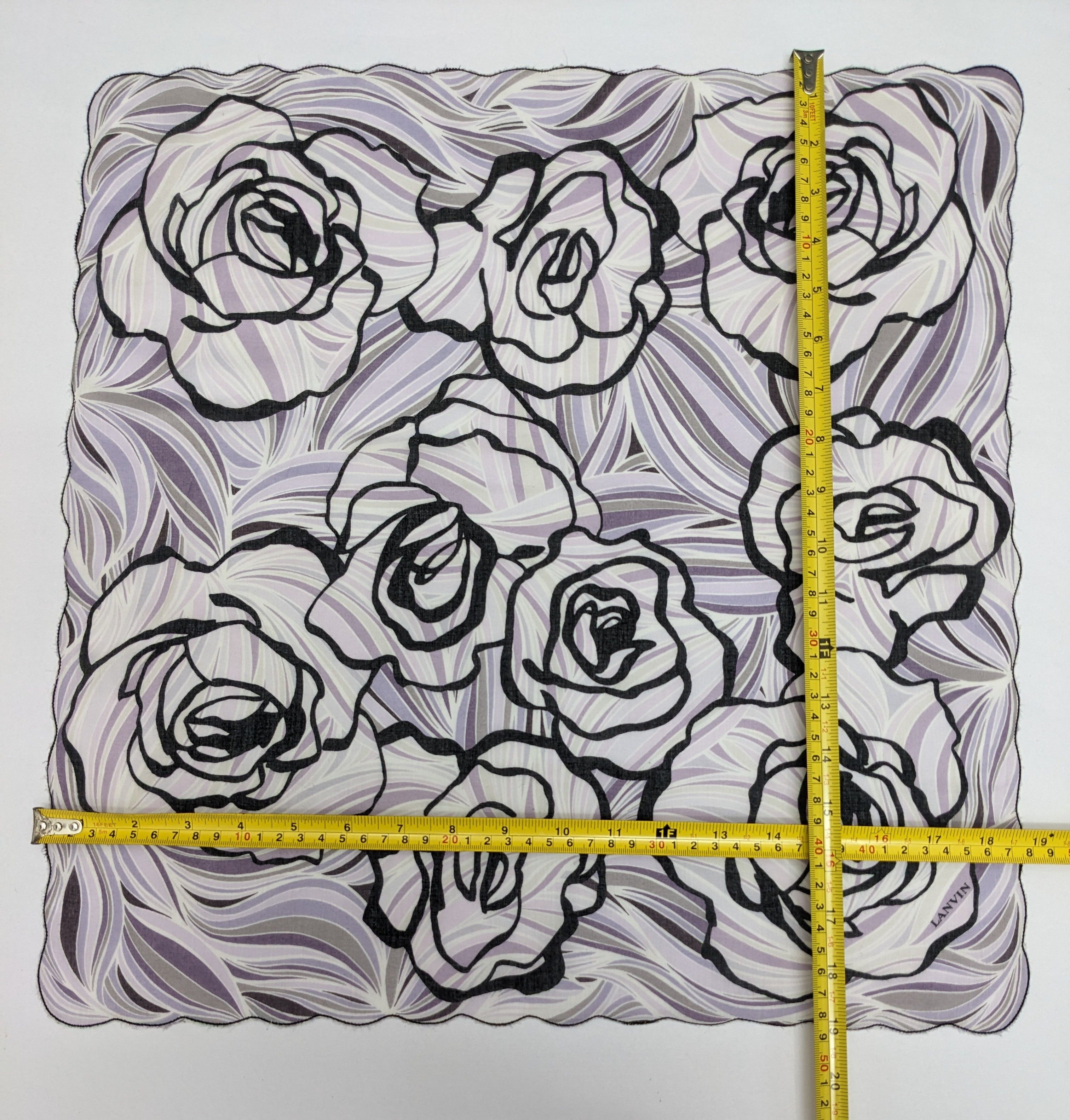 Lanvin Vintage Lanvin Purple Floral Rose Scalloped Handkerchief Size ONE SIZE - 4 Thumbnail
