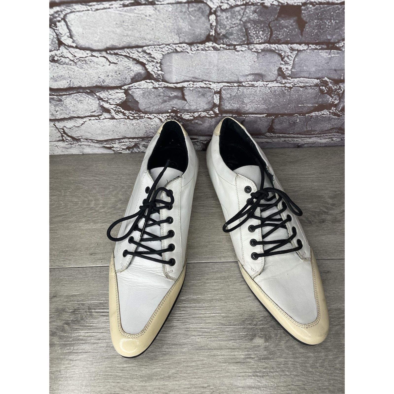 Vice Le Voice White Patent Leather Pointed Toe Oxfords Dress Shoe Size US 10.5 / EU 43-44 - 4 Thumbnail