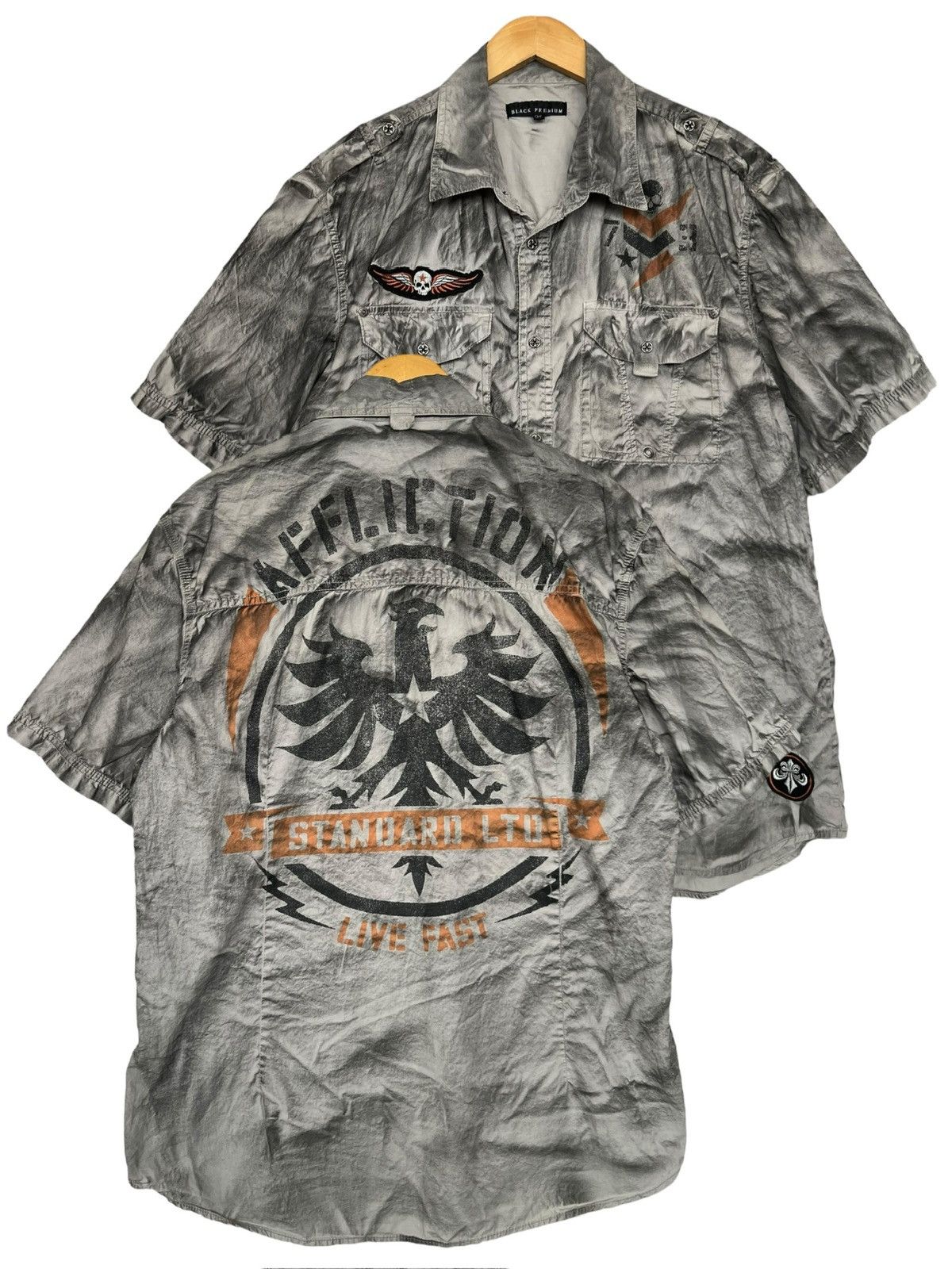 Affliction Affliction Bones Allover Backhit Goth Punk Button Up Shirt Size US XL / EU 56 / 4 - 1 Thumbnail