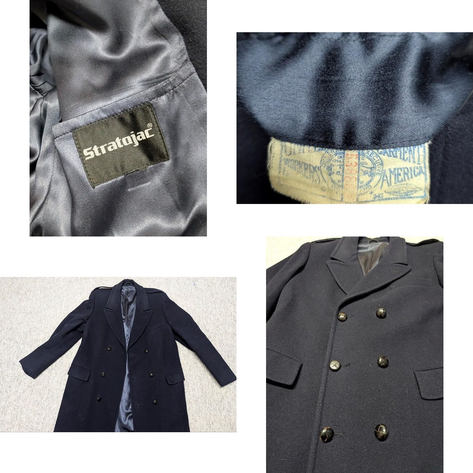 Doublet VINTAGE Stratojac OVERCOAT Navy Blue Wool Double Breasted Long Coat M Chest 40 Navy Mens Size US M / EU 48-50 / 2 - 8 Thumbnail