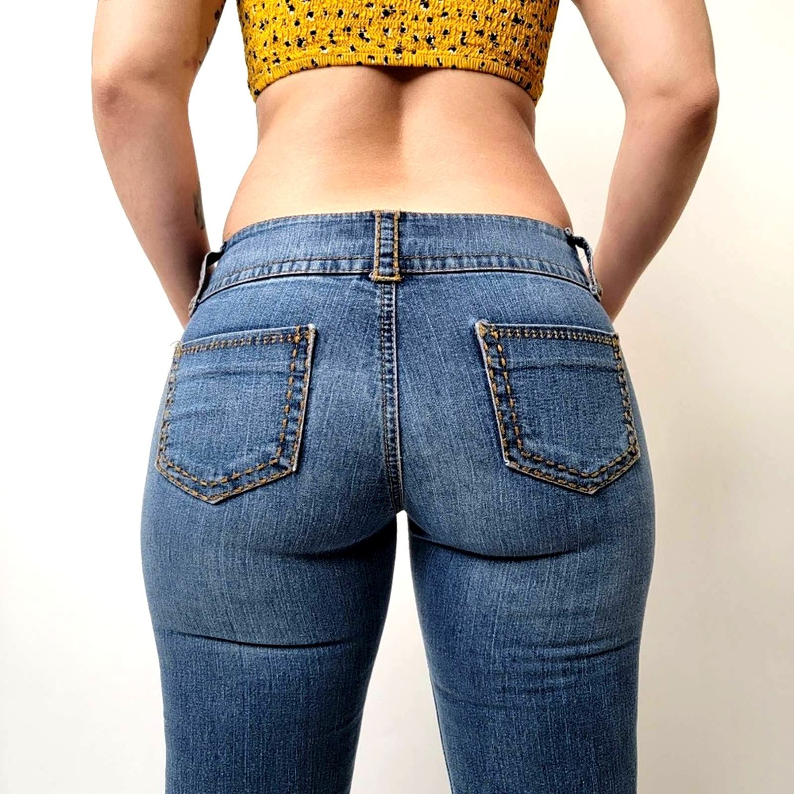 Vintage Vtg y2k Fragile Distressed Low Rise Flared Bell Blue Jeans Size 30" / US 8 / IT 44 - 6 Thumbnail