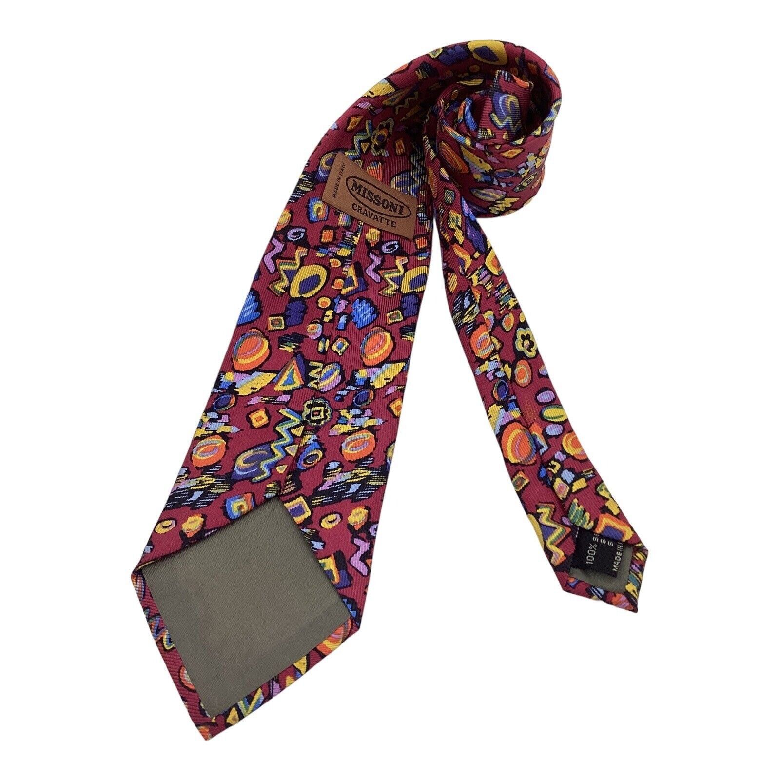 Missoni MISSONI Purple Art Print Luxury Silk Tie Made In Italy W: 3. Size ONE SIZE - 2 Thumbnail
