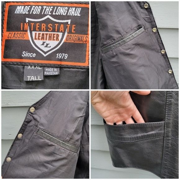 Vintage Vintage 90s y2k Interstate Leathers Black Motorcycle Vest Si Size US XXL / EU 58 / 5 - 2 Thumbnail