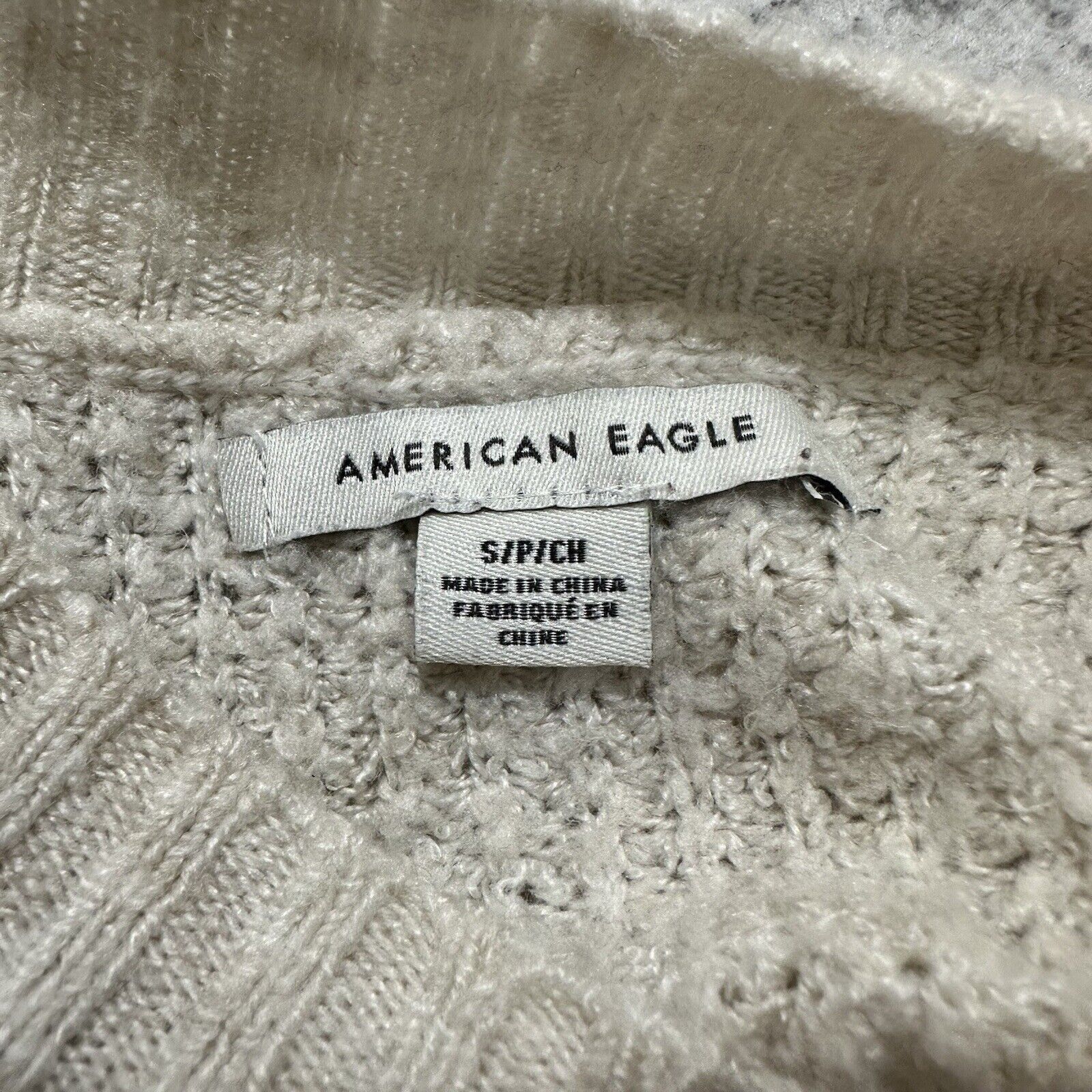 American Eagle Outfitters American Eagle Small Oversized V-Neck Cream Brown Sweater Size S / US 4 / IT 40 - 3 Thumbnail