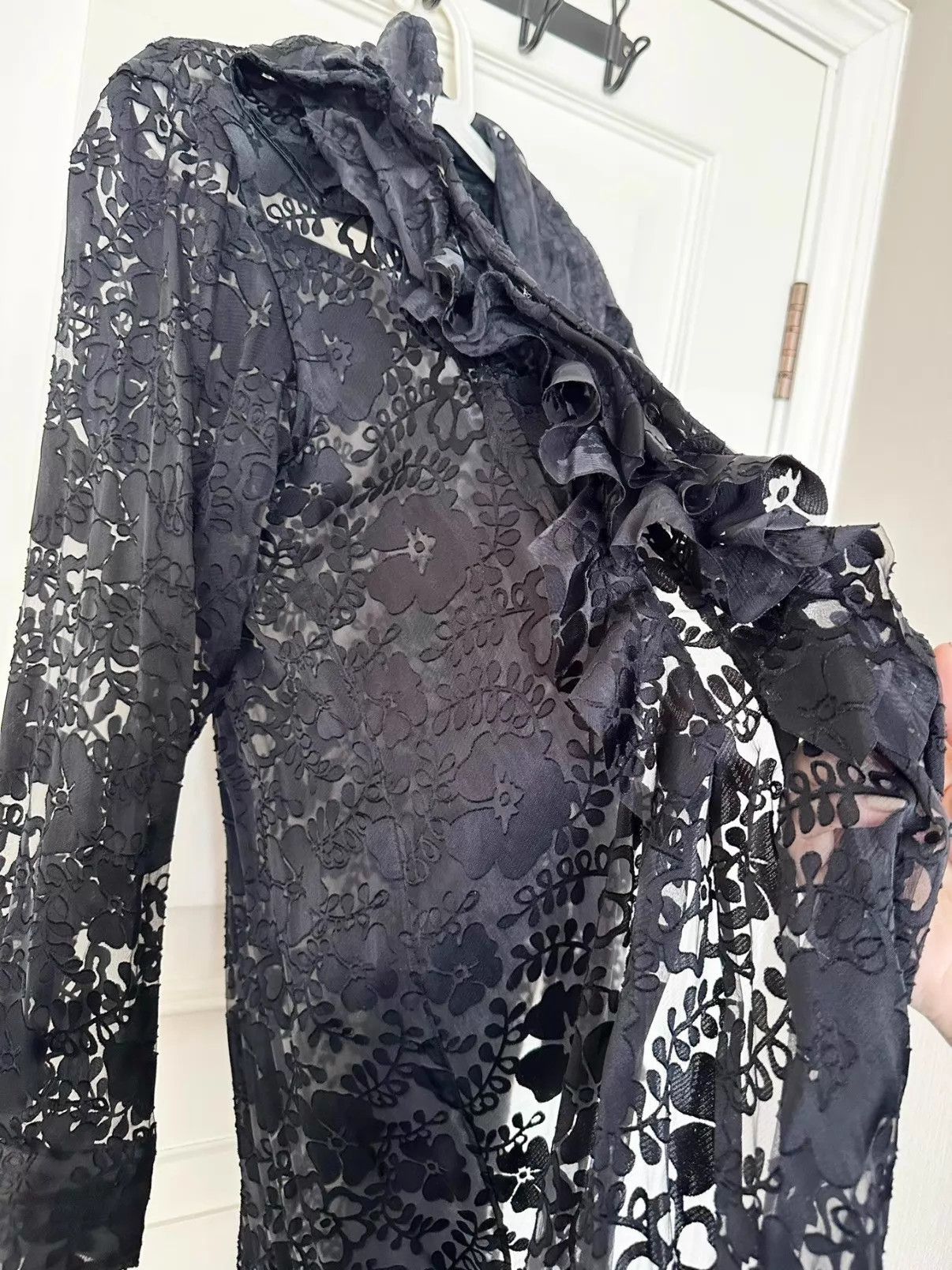 Junya Watanabe JUNYA WATANABE Classic Black Lace Long Coat S Size Size S / US 4 / IT 40 - 2 Thumbnail
