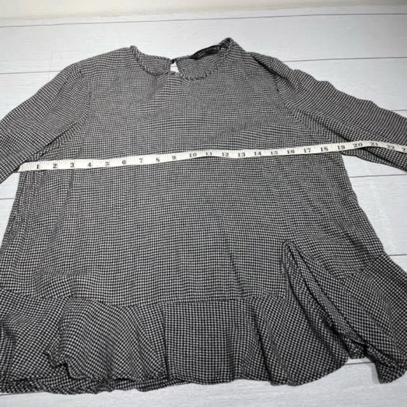 Zara Zara Woman Black White Scoop Neck Gingham Peplum Blouse Sz M Size M / US 6-8 / IT 42-44 - 7 Thumbnail