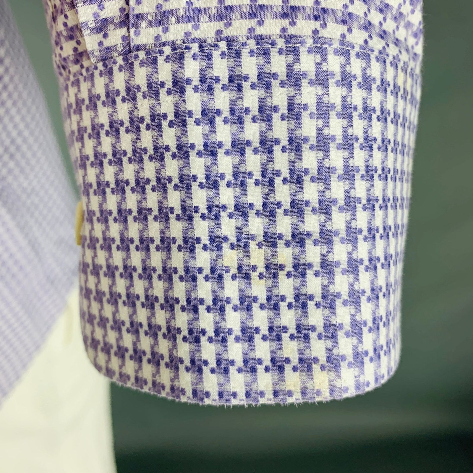 Other BUGATCHI UOMO Purple White Houndstooth Cotton Long Sleeve Size US L / EU 52-54 / 3 - 4 Thumbnail