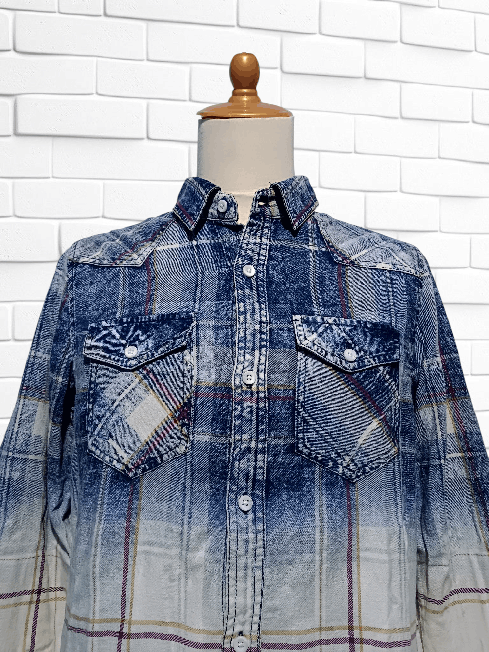 In The Attic In The Attic Indigo Dyed Gradient Check Shirt Size US M / EU 48-50 / 2 - 2 Thumbnail