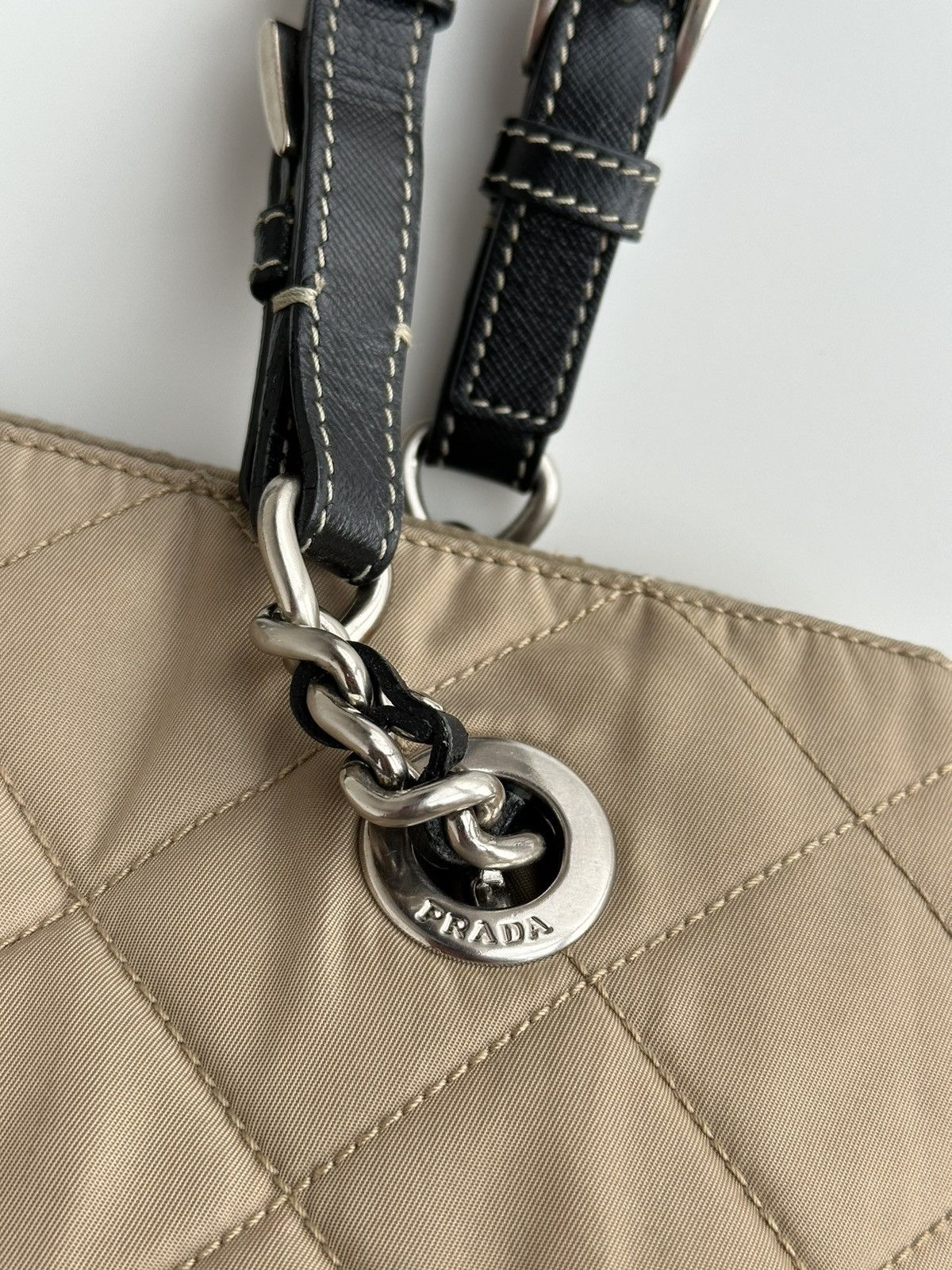Prada Prada Quilted Chain Shoulder Bag Nylon Beige Tessuto bag Size ONE SIZE - 6 Thumbnail