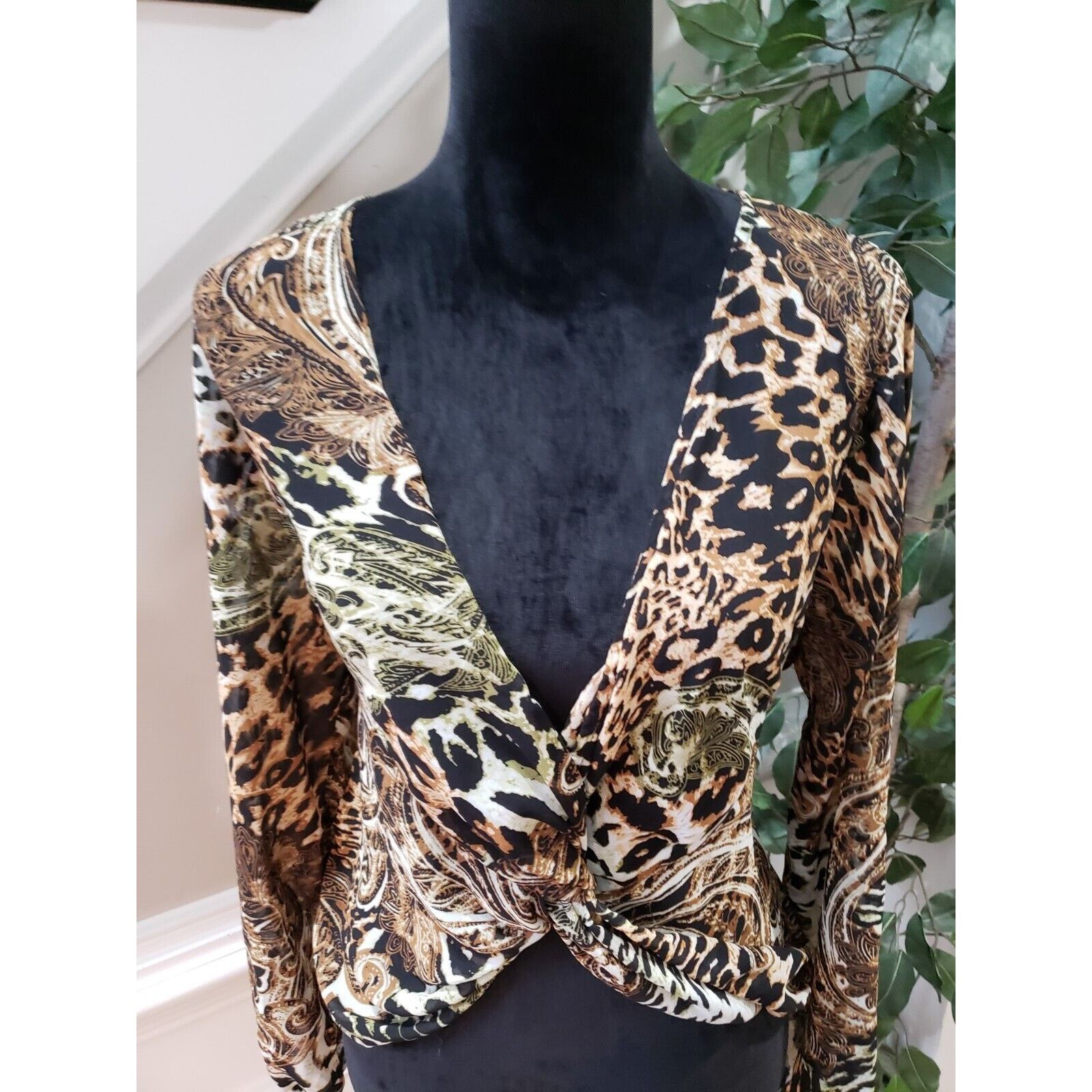 Other Dots Polyester V-Neck Long Sleeve Casual Top Blouse Size L Size L / US 10 / IT 46 - 4 Thumbnail