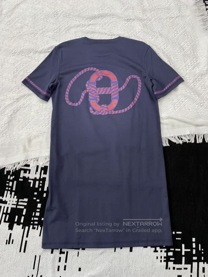 Hermes Hermes Blue and purple floral print T-shirt dress Size XS / US 0-2 / IT 36-38 - 2 Thumbnail