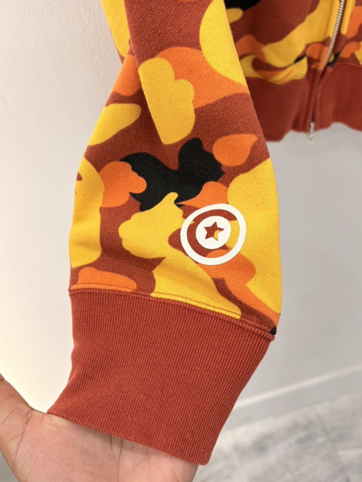 Bape Orange Camo Bape Fullzip Shark Hoodie Size US L / EU 52-54 / 3 - 2 Thumbnail