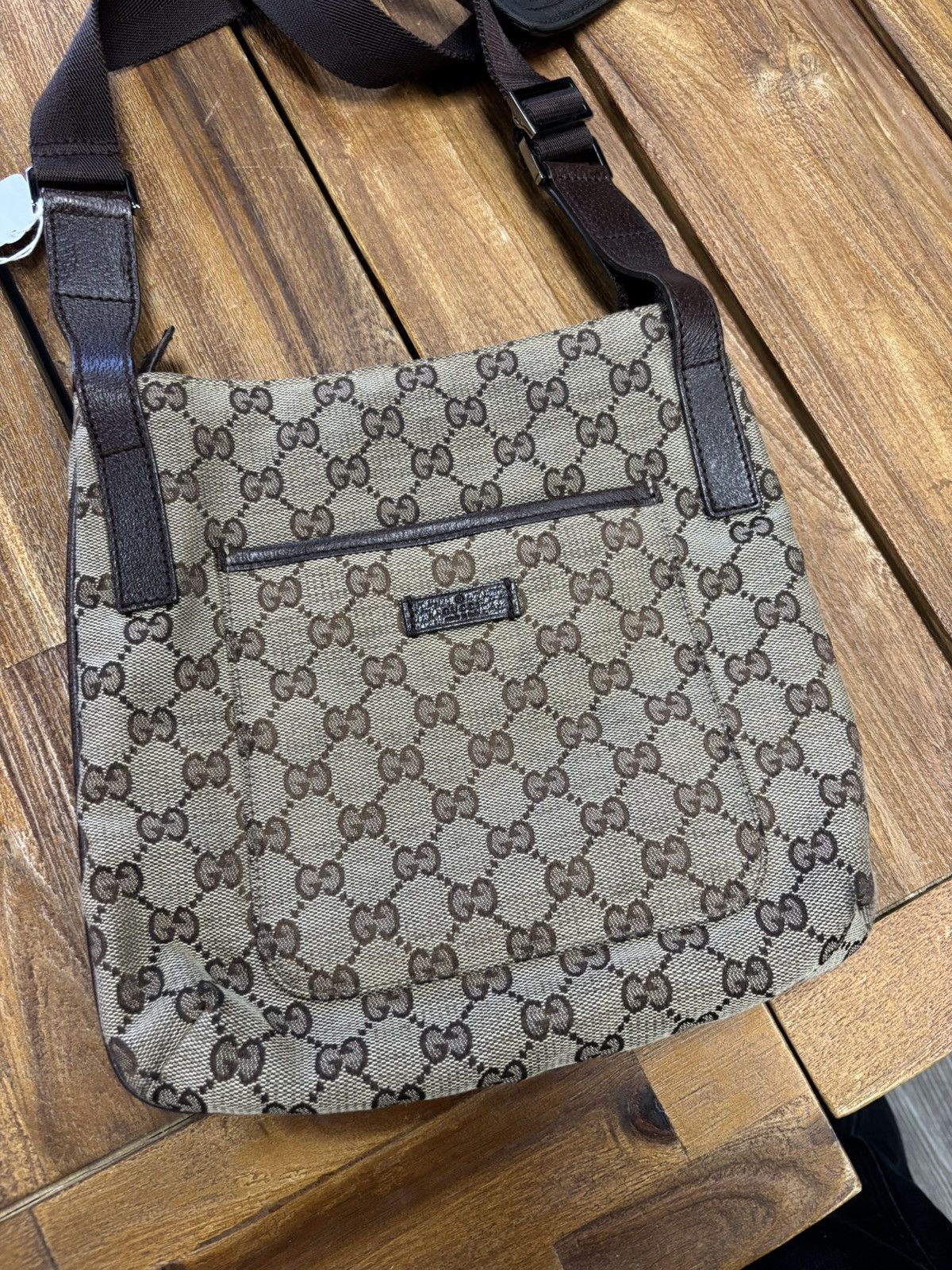 Gucci monogram messenger bag canvas