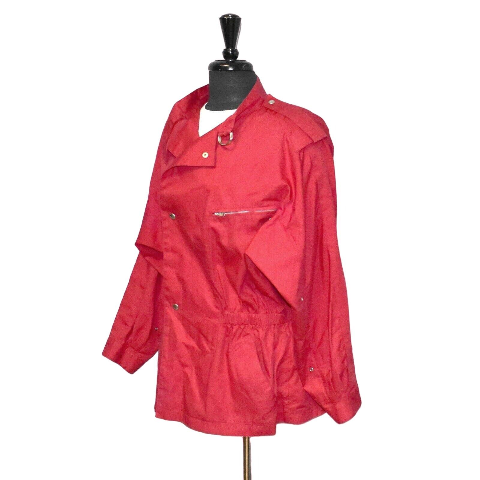Mario Valentino MARIO VALENTINO Red Waterproof Cotton Snap Front Jacket 48 Size XL / US 12-14 / IT 48-50 - 2 Thumbnail