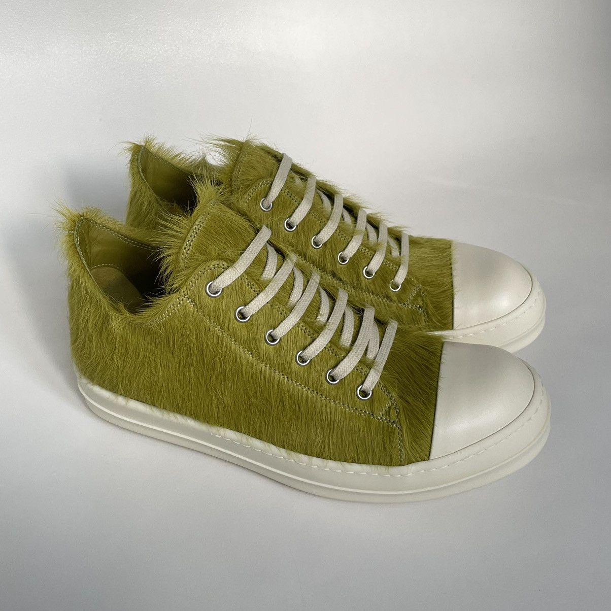 Rick Owens A/W 23 Acid Green Pony Hair Ramones Size US 10 / EU 43 - 7 Thumbnail