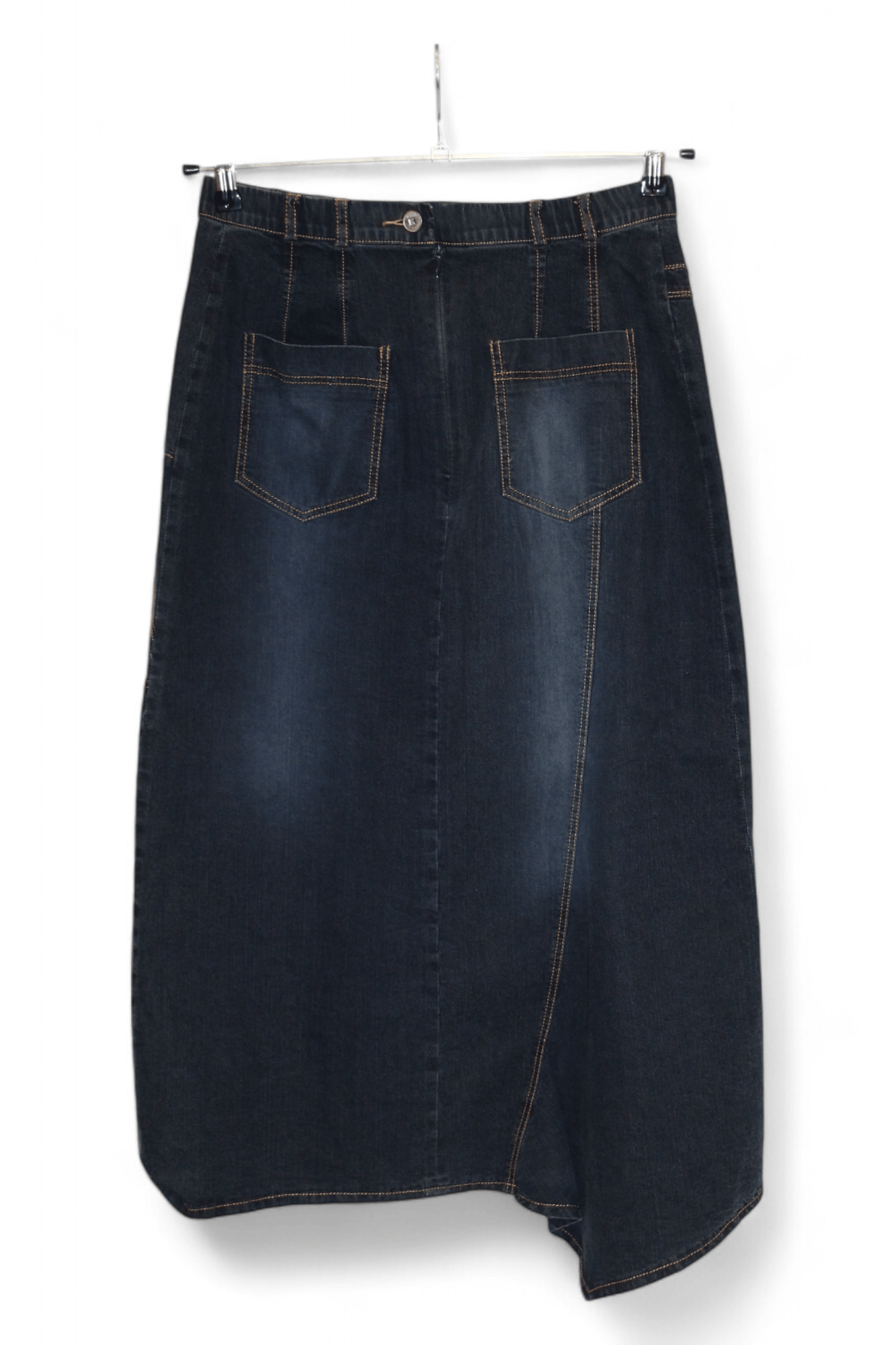 Marithe + Francois Girbaud RARE VTG🔥Fred Sabatier Asymmetrical Faded Denim Cargo Skirt Size 32" / US 10 / IT 46 - 3 Thumbnail