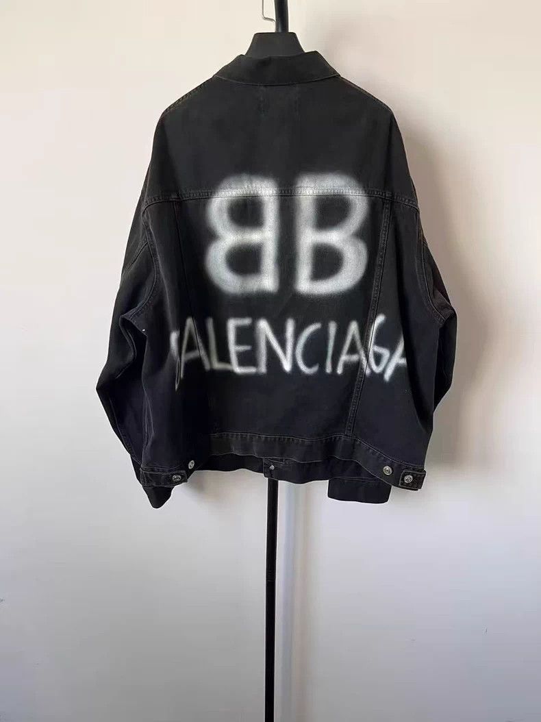 Balenciaga Balenciaga Graffiti Denim Jacket Black - dmc Size US S / EU 44-46 / 1 - 1 Thumbnail