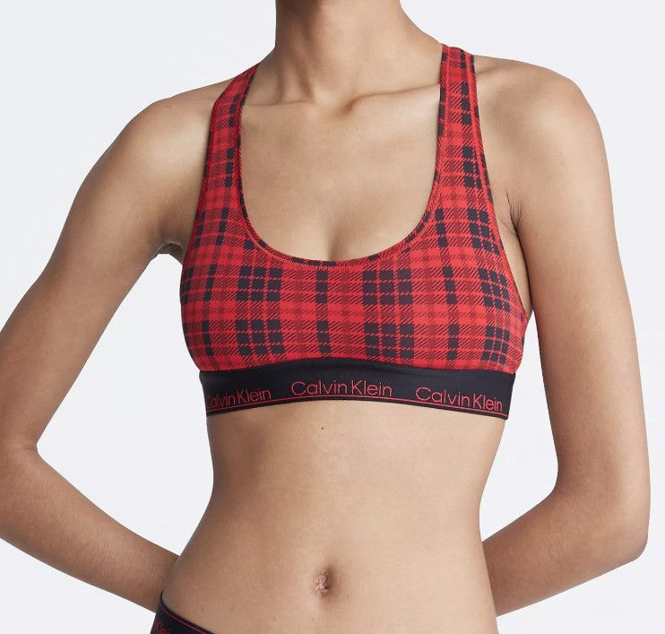 Calvin Klein Calvin Klein CK Modern Cotton Rouge Plaid Red Bralette ( M ) Size ONE SIZE - 1 Thumbnail