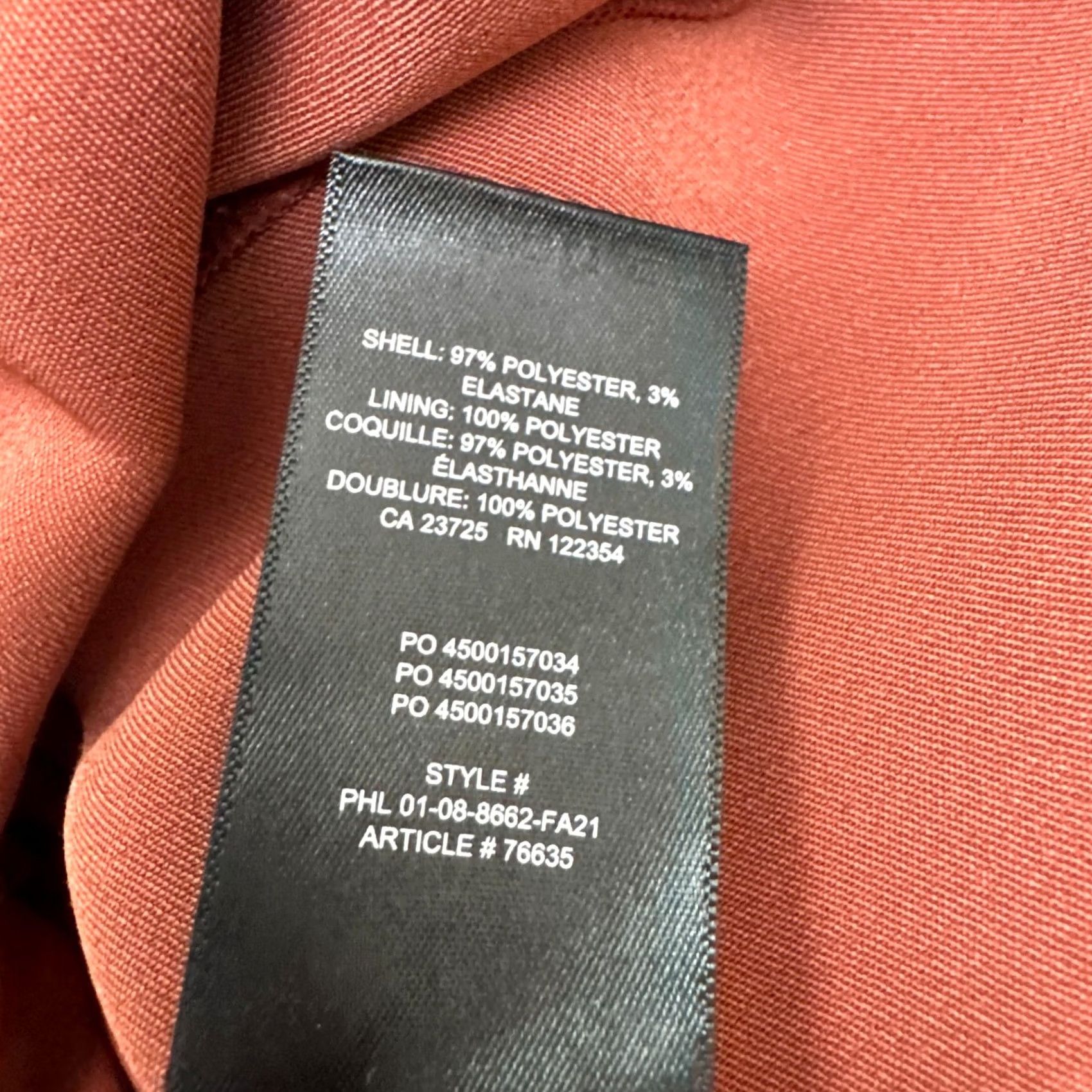 Vintage Babaton Dress Womens 0 Rust Orange Midi Sheath Square Neck Side Slit Size XS / US 0-2 / IT 36-38 - 7 Thumbnail