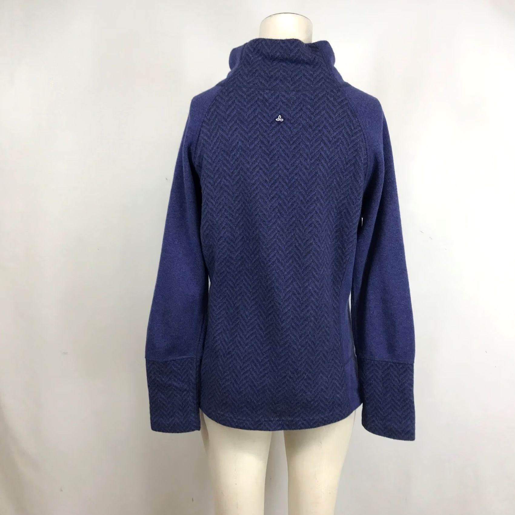 Prana prAna Women Recycled Wool Blend Funnel Neck Pullover Medium Blue Cable Knit Sweater Size M / US 6-8 / IT 42-44 - 5 Thumbnail