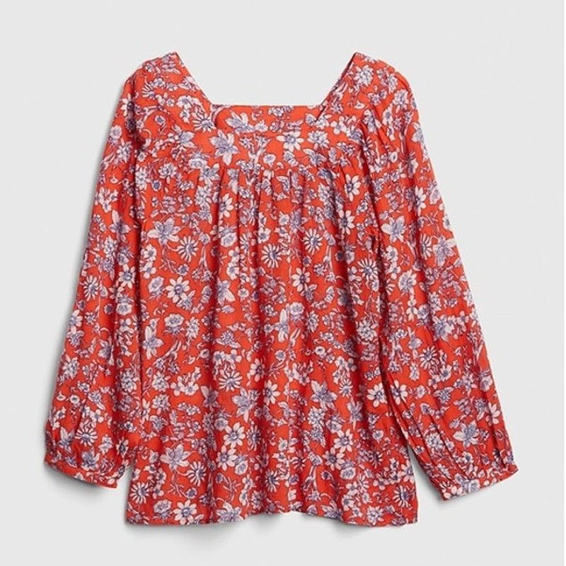 Gap GAP Blouson Sleeve Square Neck Blouse Red Large Petite Size L / US 10 / IT 46 - 2 Thumbnail