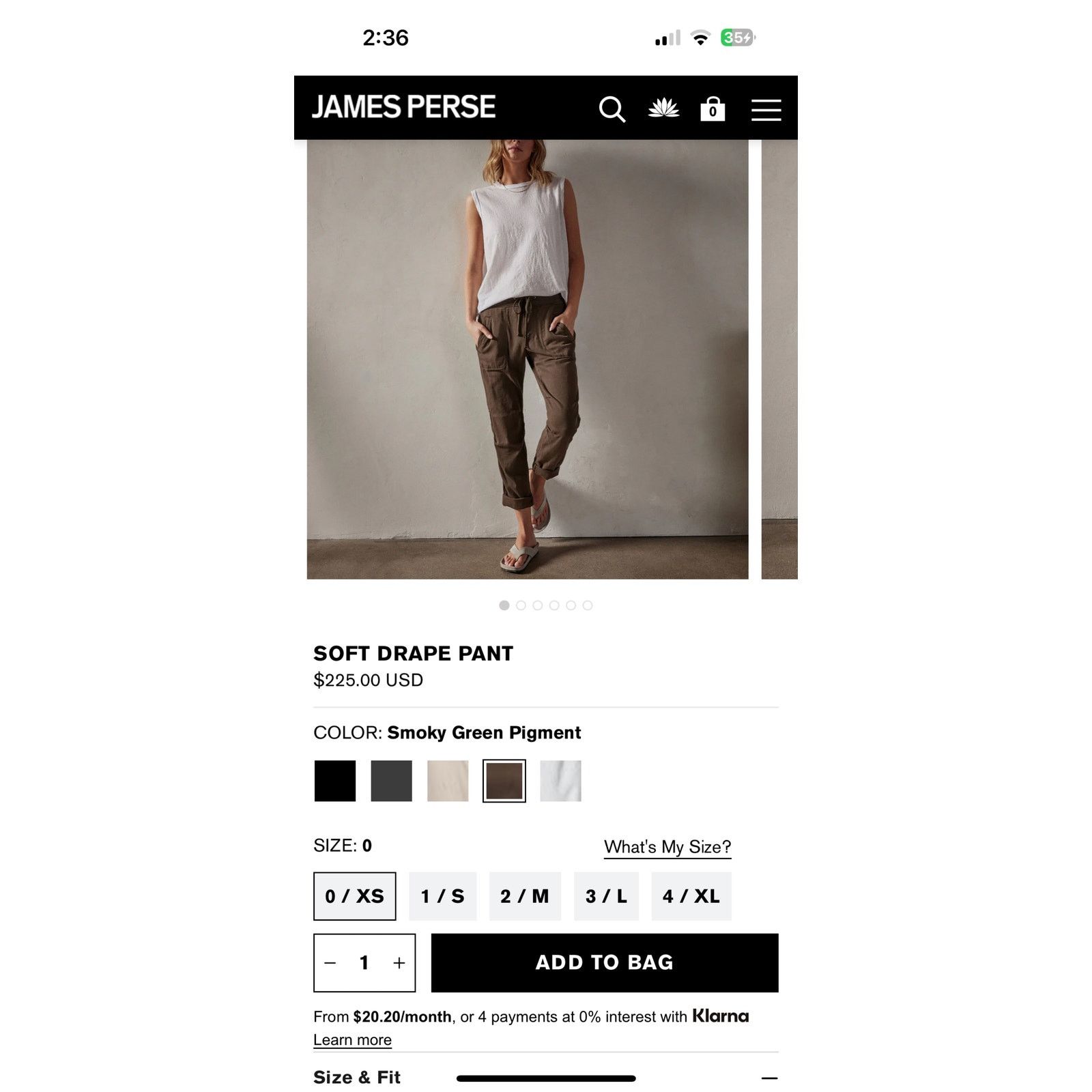 James Perse JAMES PERSE SOFT DRAPE PANT Sz 8 Size 30" / US 8 / IT 44 - 7 Thumbnail