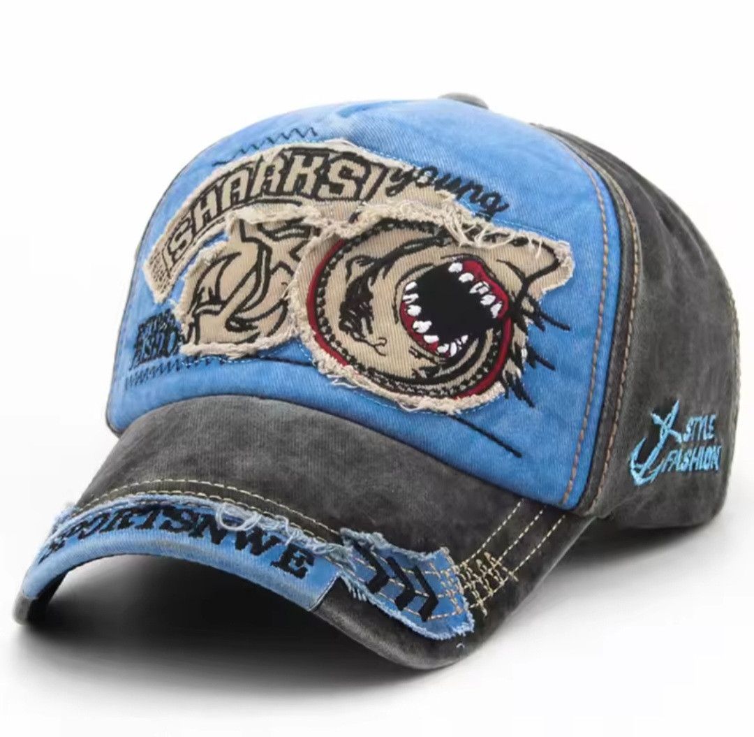 Other Custom Blue Shark Trucker Hat Size ONE SIZE - 1 Preview