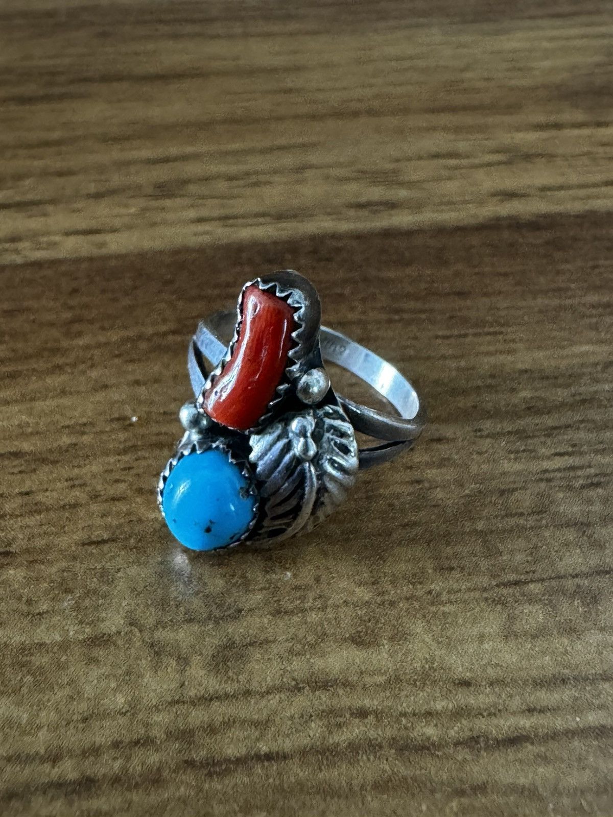 Jewelry STERLING 925 TOQUIOISE CORAL STONE CARVED RING SIZE 5.5 Size ONE SIZE - 1 Thumbnail