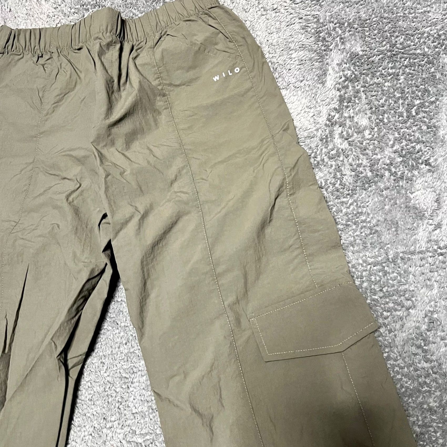 Vintage Wilo The Label Pants Womens Small High Rise Wide Leg Parachute Cargo Green Size 28" / US 6 / IT 42 - 2 Thumbnail