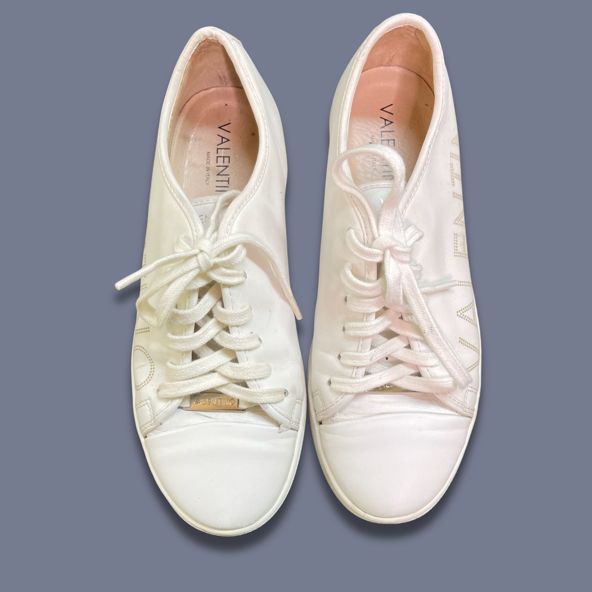 Valentino Valentino Womens Leather Low-Top Sneakers White Size 9 Made Size US 9 / IT 39 - 4 Thumbnail