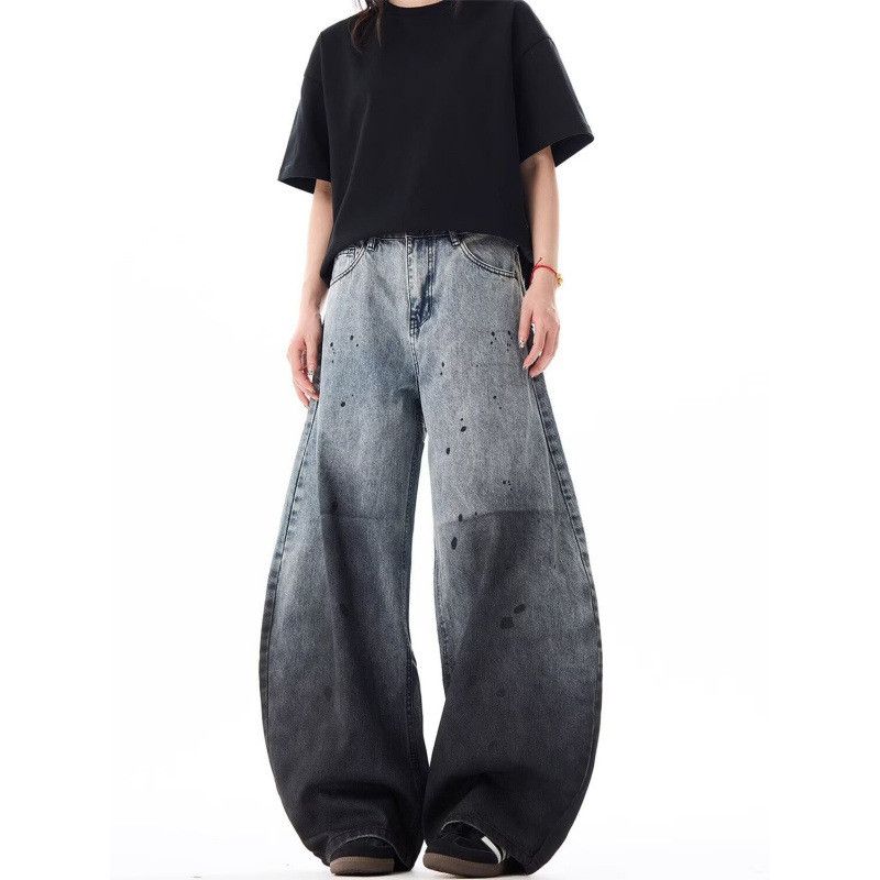 Japanese Brand × Jean Retro wide leg high street splashed ink jeans Size US 32 / EU 48 - 3 Thumbnail