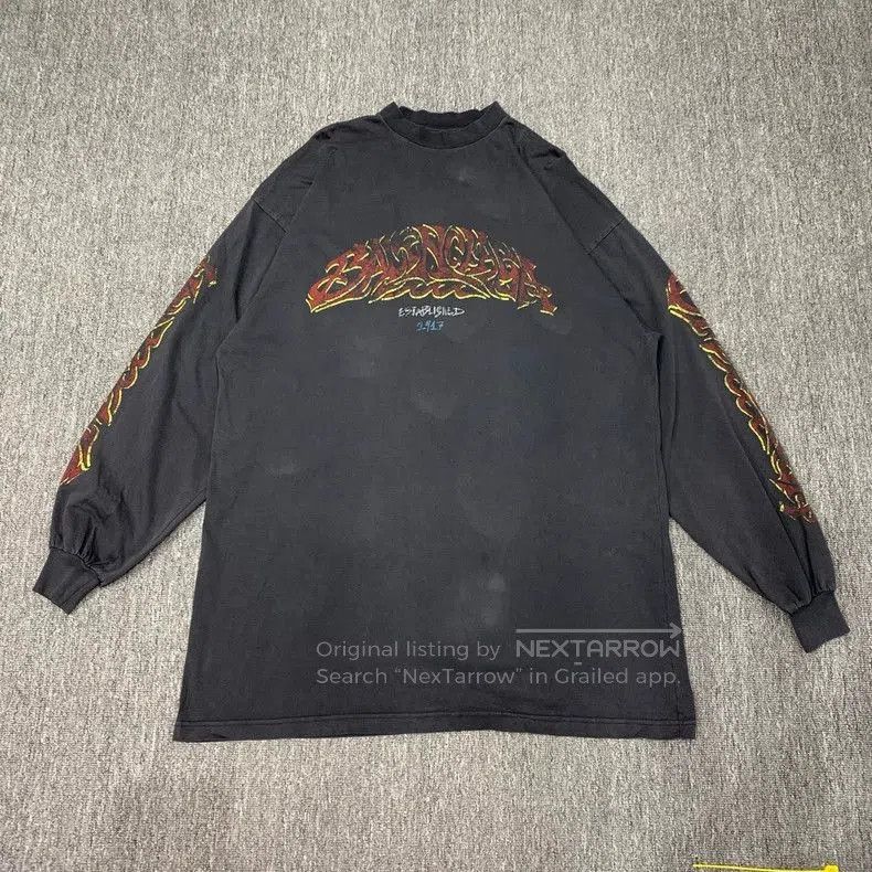 Balenciaga Washed Black Flame Sweatshirt.