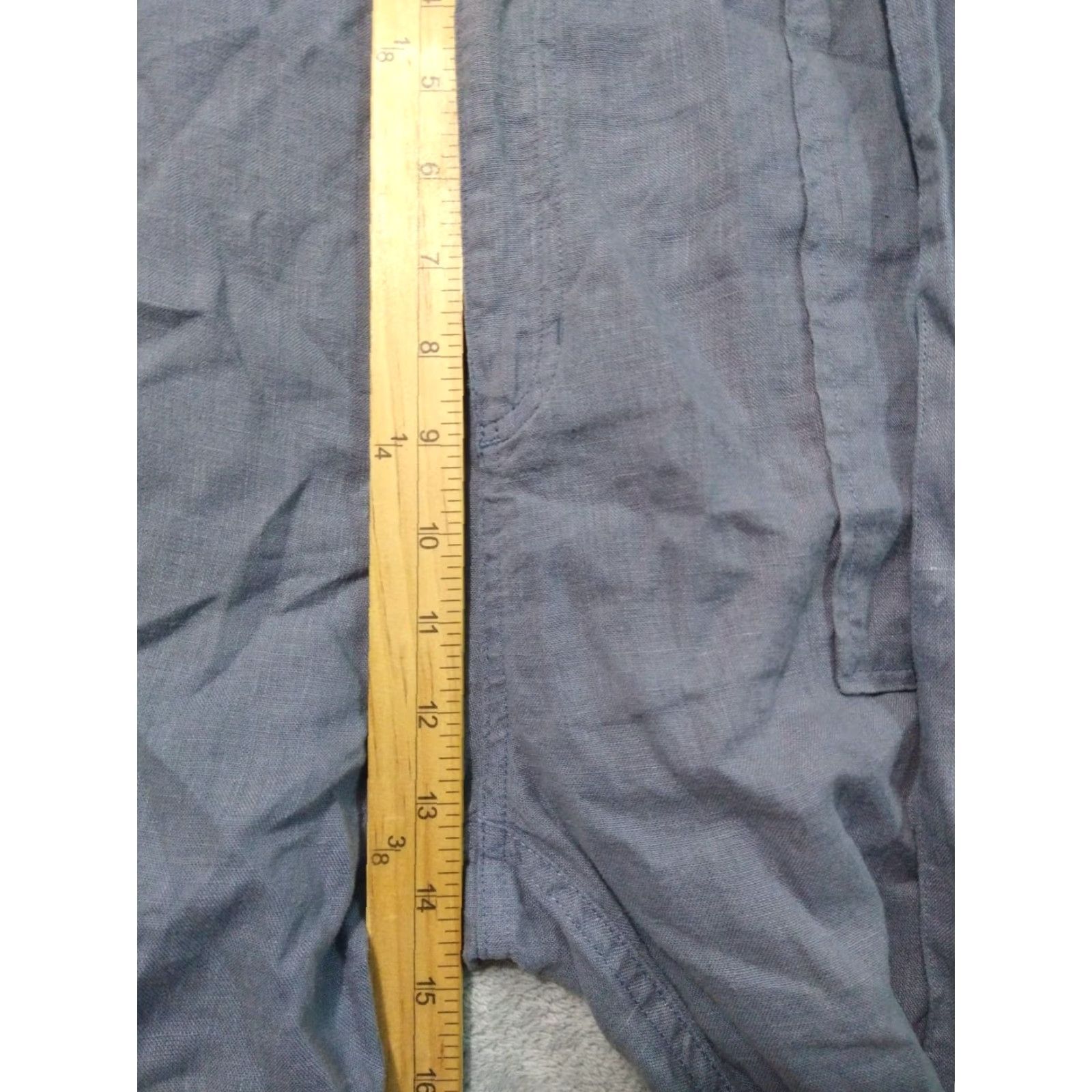 Vintage Tahari High Rise Crop Pants Womens Large Gray Linen Tapered Beachy Bohemian Size 36" / US 14 / IT 50 - 4 Thumbnail