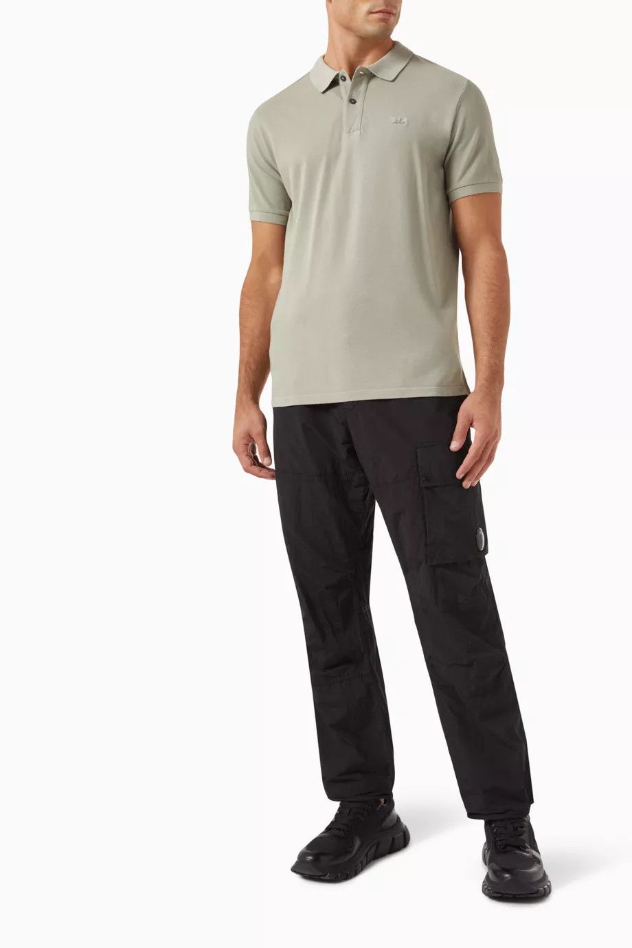 C.P. Company o1y1224 Logo Polo T-Shirt in Sage Green Size US XS / EU 42 / 0 - 2 Thumbnail
