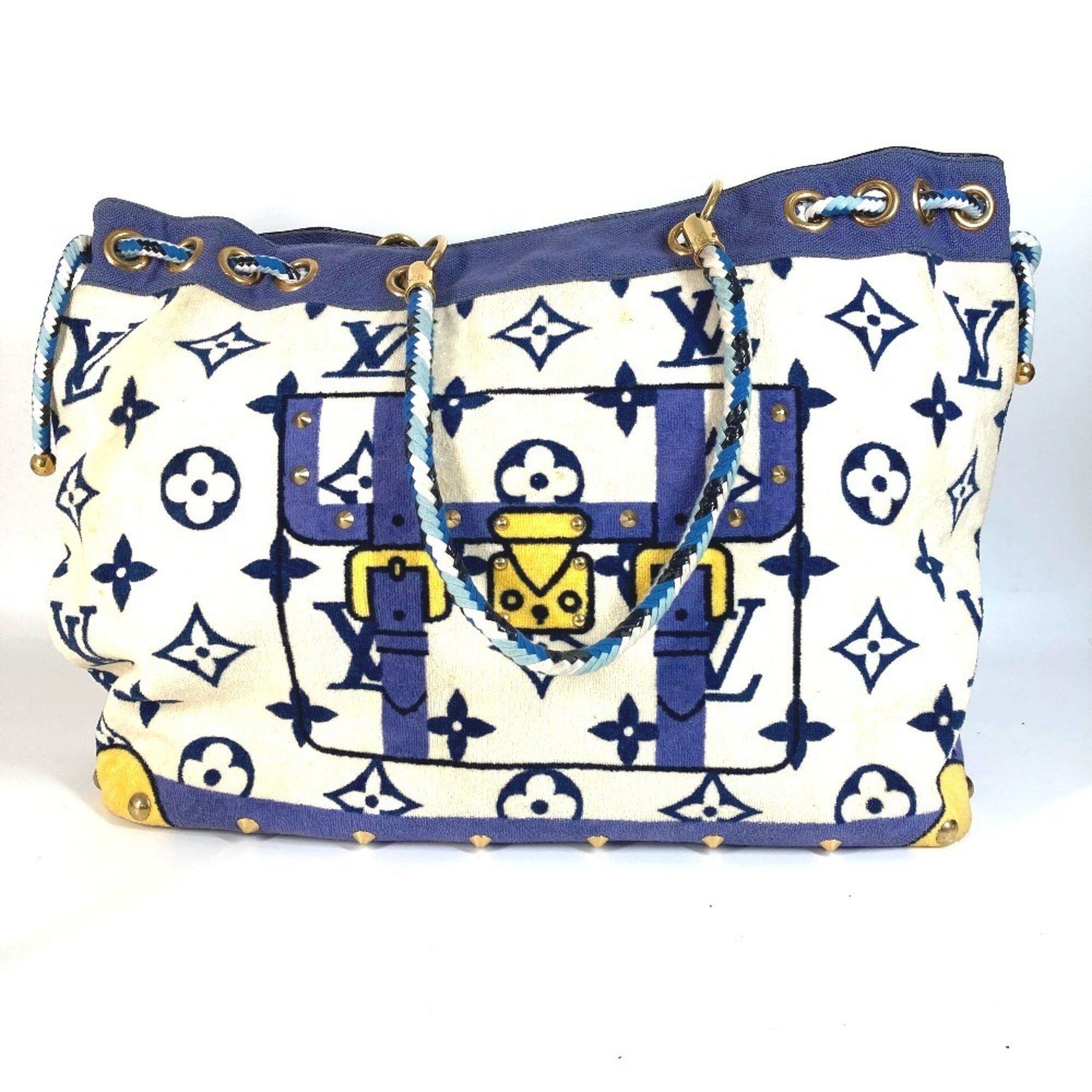 Louis Vuitton N92097 Cruise Collection Eponge Boston Bag Tote Shoulder Pile Women's Blue