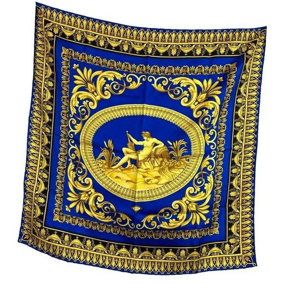 Versace Vintage 90s Gianni Versace Blue Gold Greek Roman Goddess The Size ONE SIZE - 1 Thumbnail