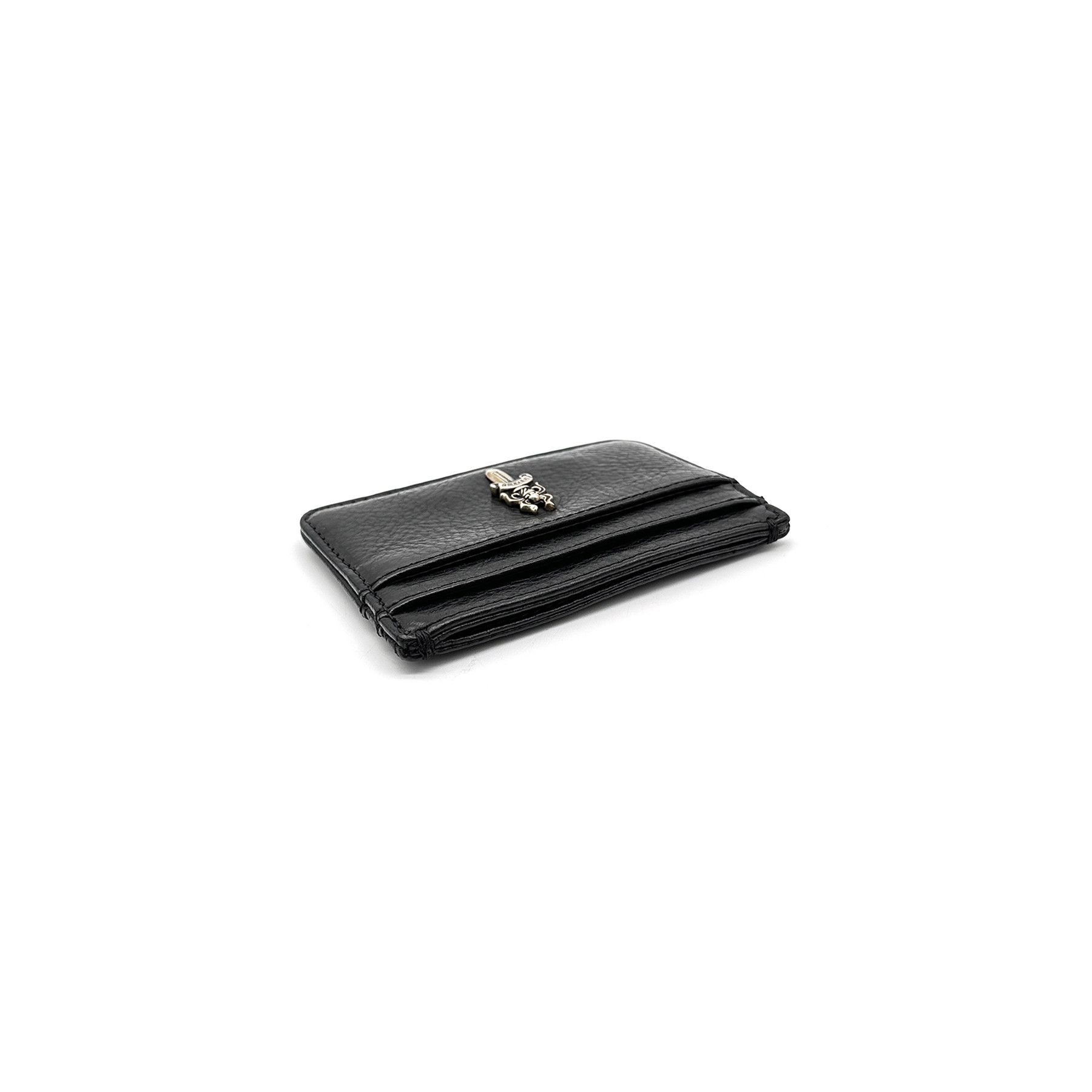 Chrome Hearts Chrome Hearts Silver Dagger Scroll Black Leather Card Holder Size ONE SIZE - 2 Thumbnail