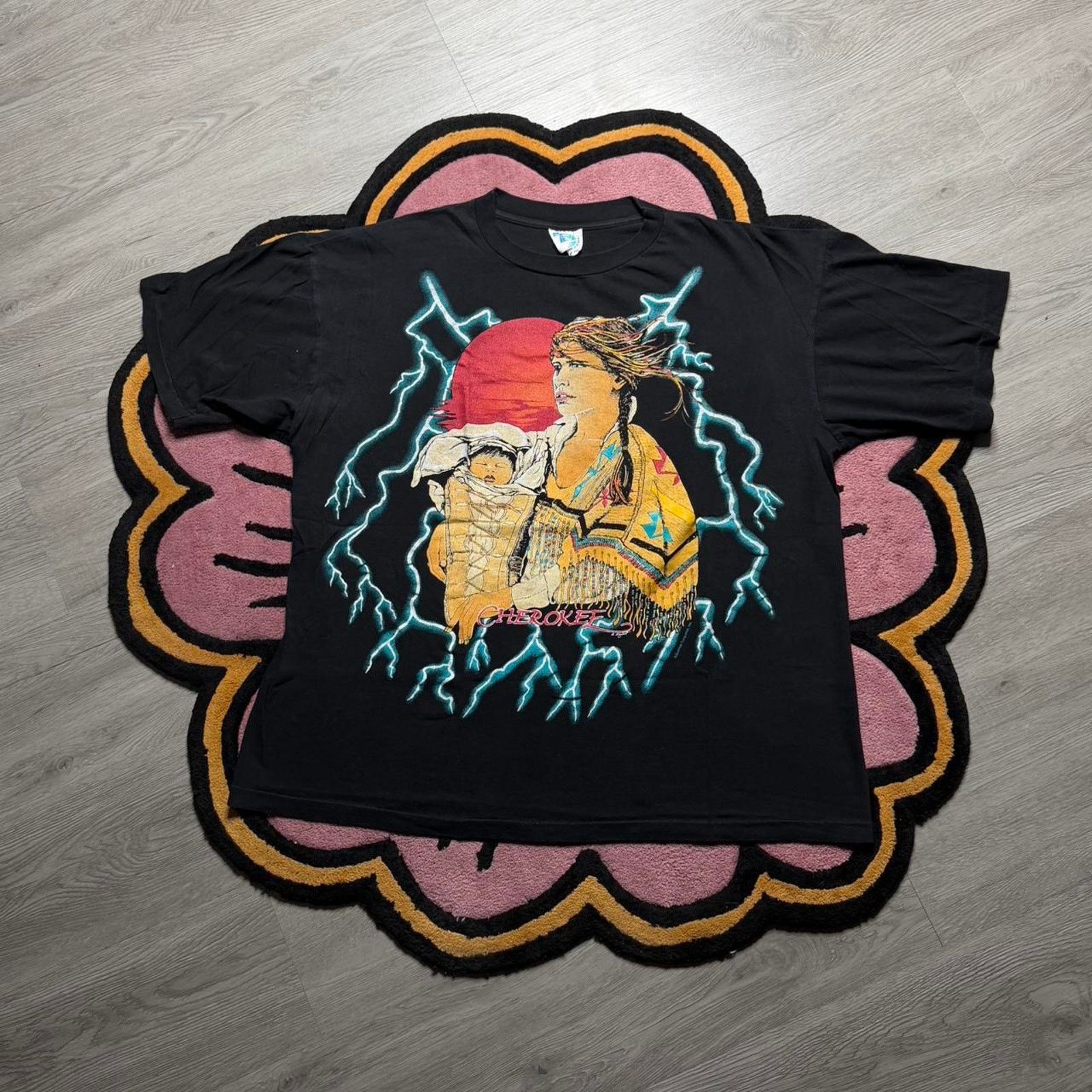 Vintage Vtg 90’s American Thunder Cherokee Indian Lightning T-shirt Size US XXL / EU 58 / 5 - 1 Thumbnail