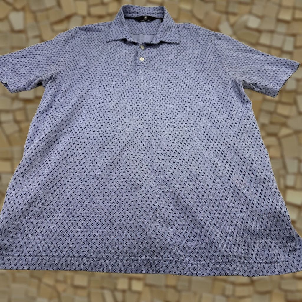 Hart Schaffner Marx Hart Schaffner Marx Polo Shirt Mens Large Blue Geometric Print 100% Cotton Golf Casual Size US L / EU 52-54 / 3 - 1 Thumbnail