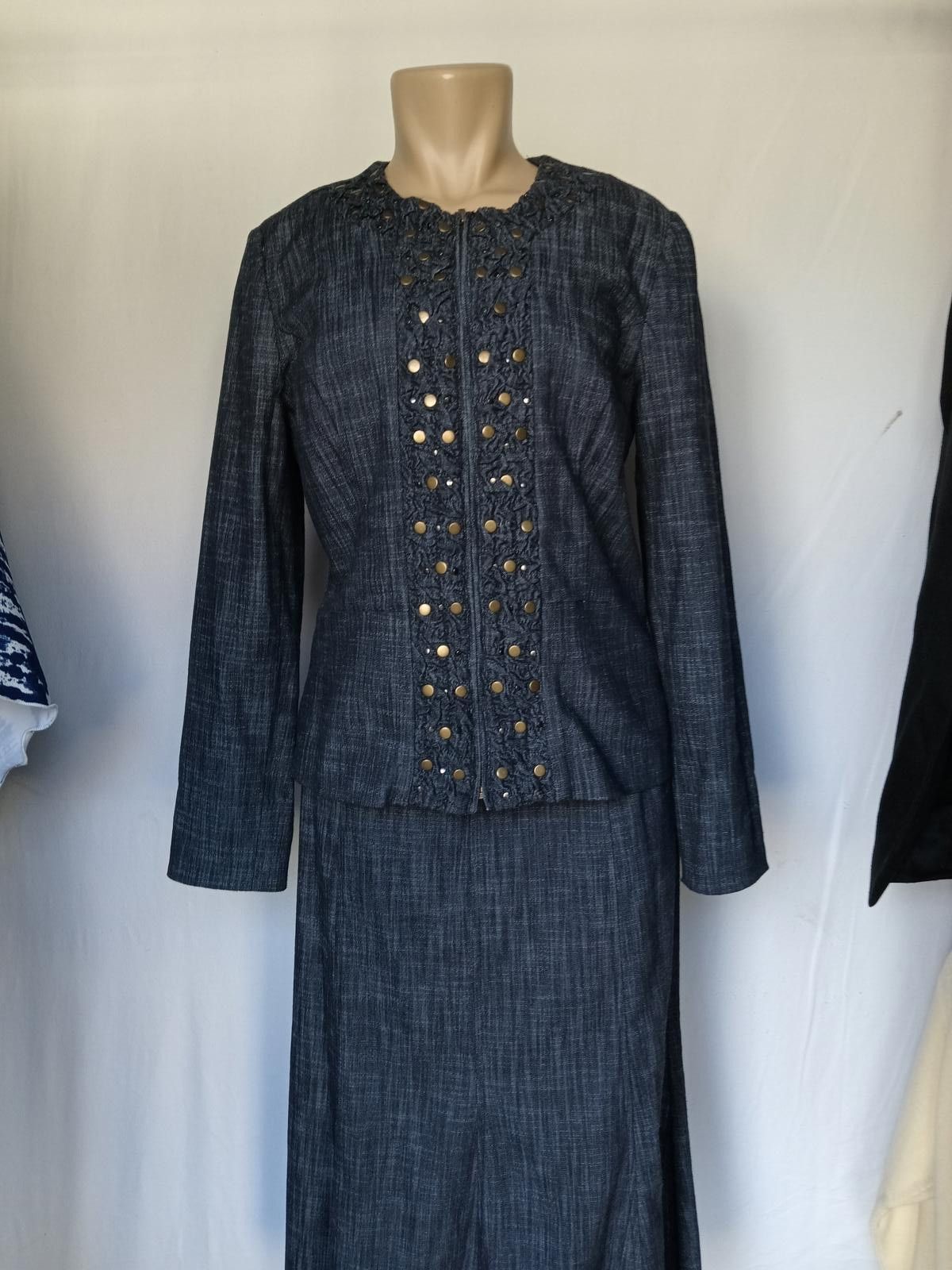 Designer Stylish Denim Skirt Set with Decorative Buttons Size ONE SIZE - 1 Thumbnail