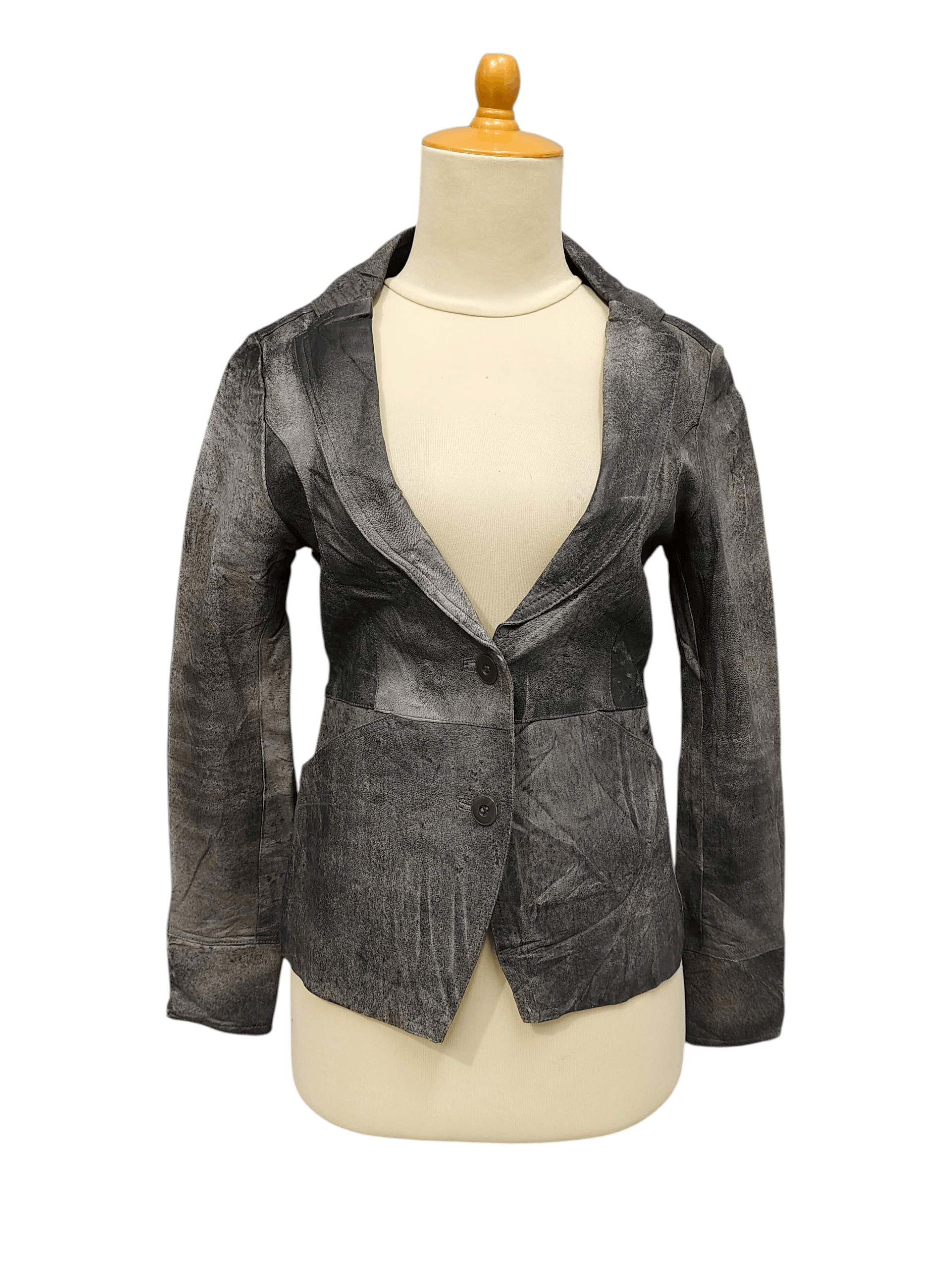 If Six Was Nine 00s BAD Super-Grunge Distressed Washed Leather Jacket Size M / US 6-8 / IT 42-44 - 1 Thumbnail