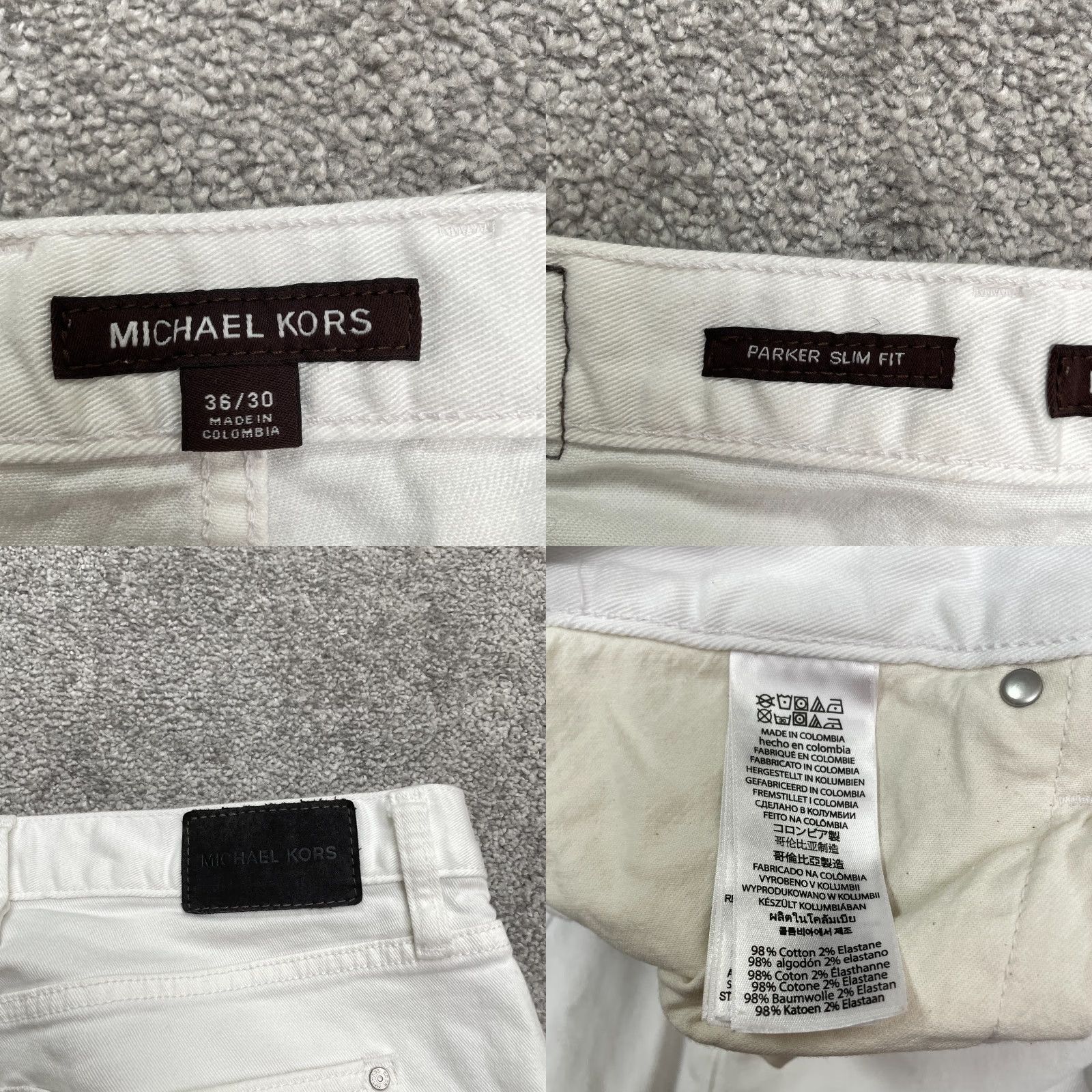 Michael Kors MICHAEL KORS Slim Fit Jeans Mens 36x30 White Denim Straight Leg Casual Classic Size US 36 / EU 52 - 8 Thumbnail