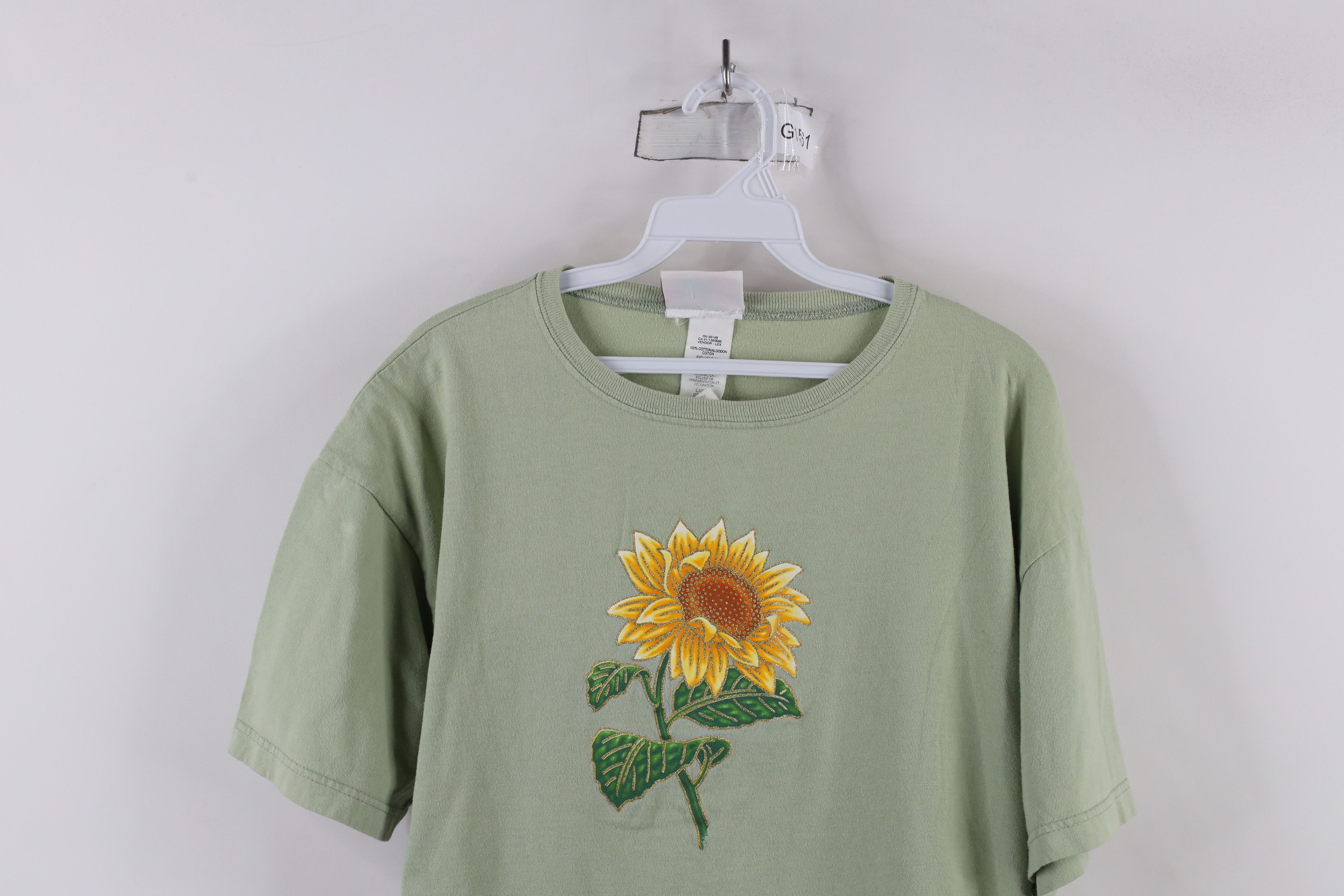 Vintage Vintage 90s Streetwear Nature Sunflower T-Shirt Green USA Size L / US 10 / IT 46 - 2 Thumbnail