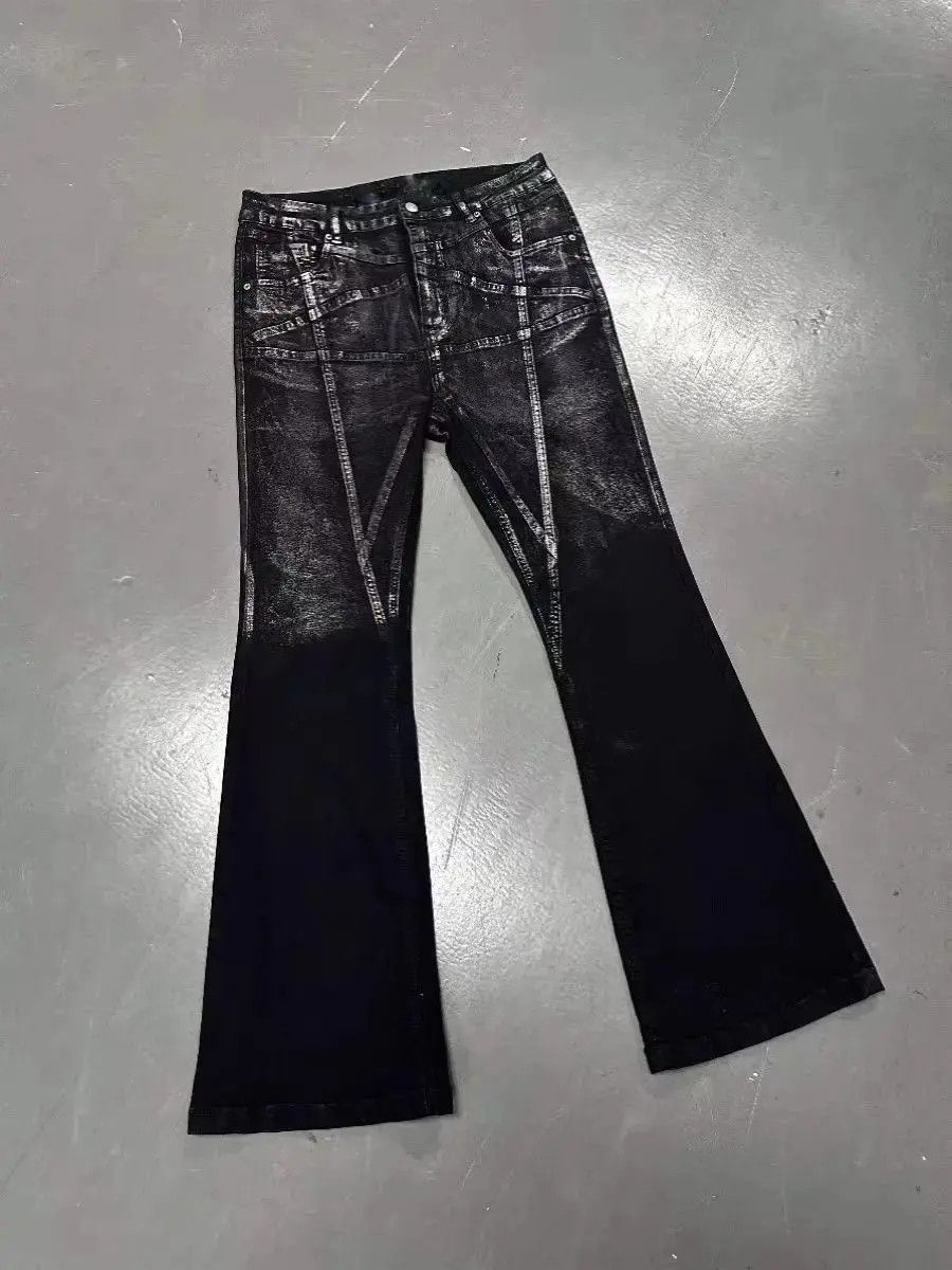 Japanese Brand Gradient Brushed Paint Aged Y2K Pentagram Micro Flare Jeans Size US 32 / EU 48 - 1 Thumbnail