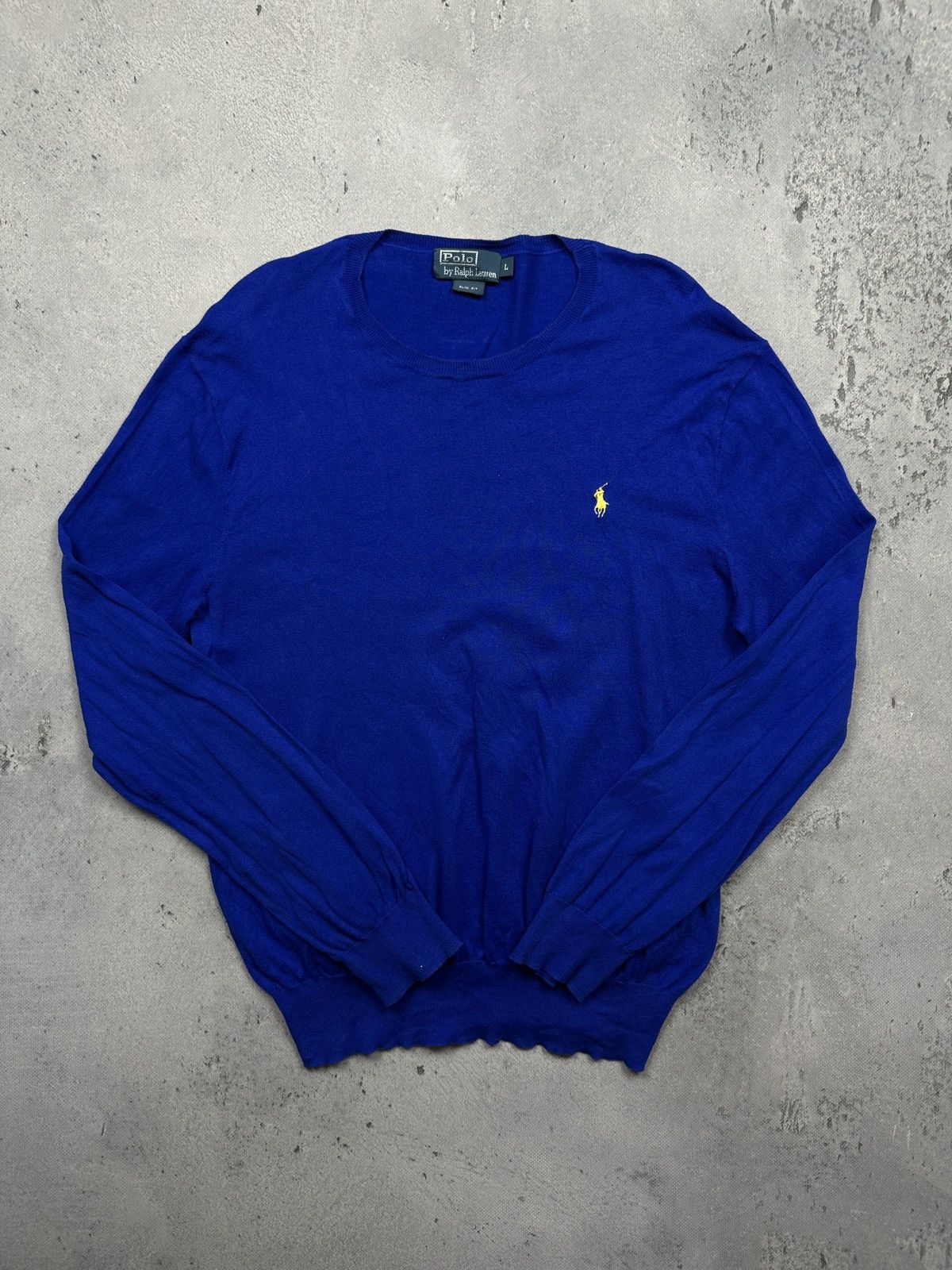 Polo Ralph Lauren Polo Ralph Lauren Blue y2k Sweater Yellow Pony 90s Lux 00s Size US L / EU 52-54 / 3 - 1 Thumbnail