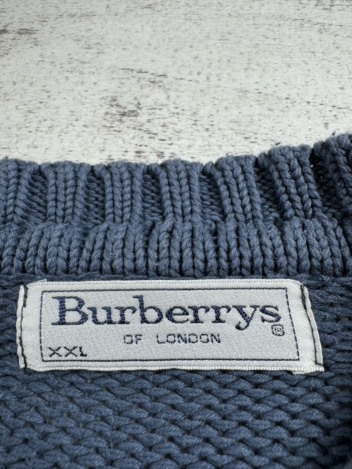 Burberry Burberrys Vintage 90s Men’s XXL Blue Knitted Cotton Sweatshirt Sweater Pullover Size US XXL / EU 58 / 5 - 8 Thumbnail