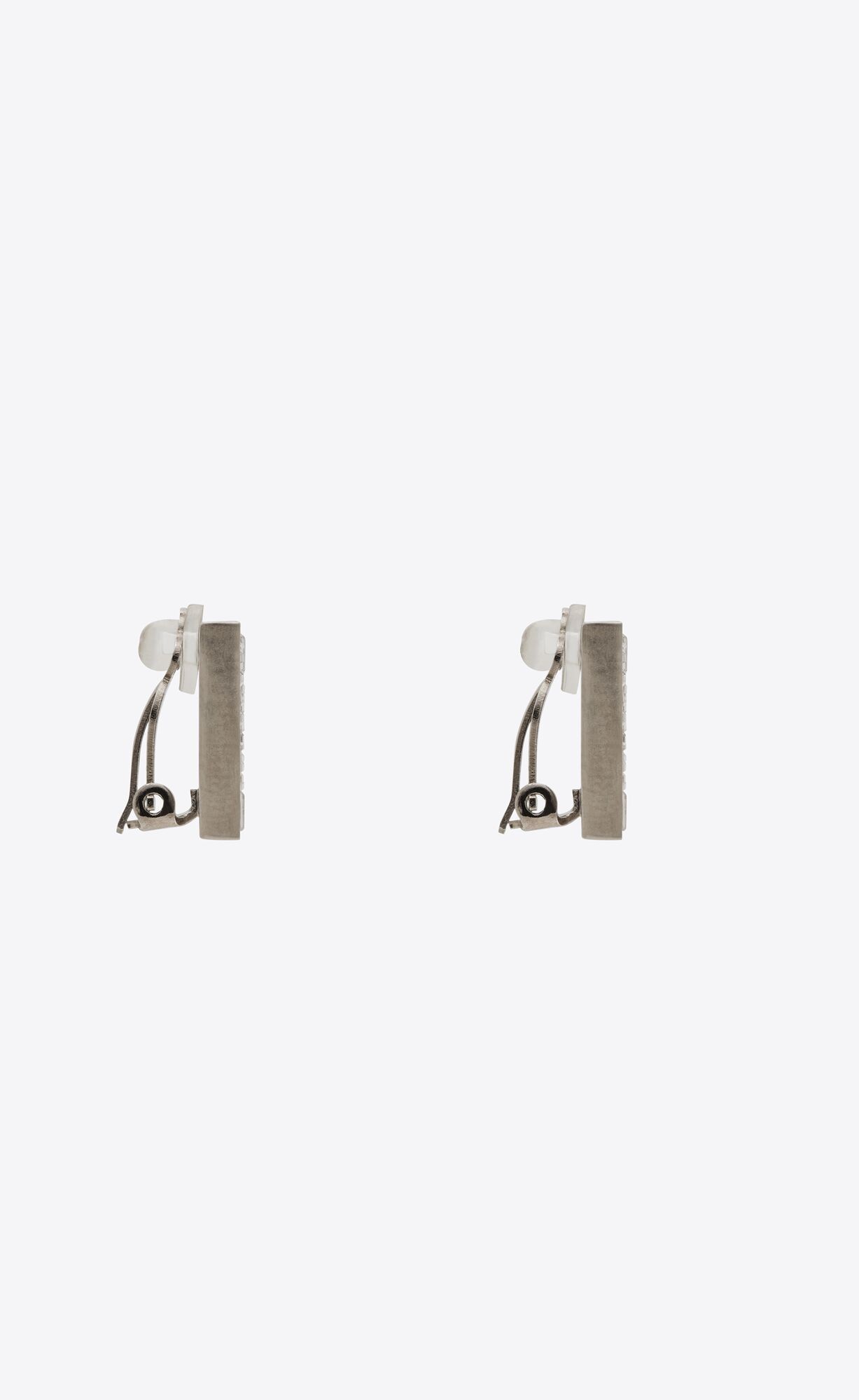 Saint Laurent Paris o1b1hav111124 Size: OS / Rhinestone Baguette Earrings Silver Size ONE SIZE - 3 Thumbnail