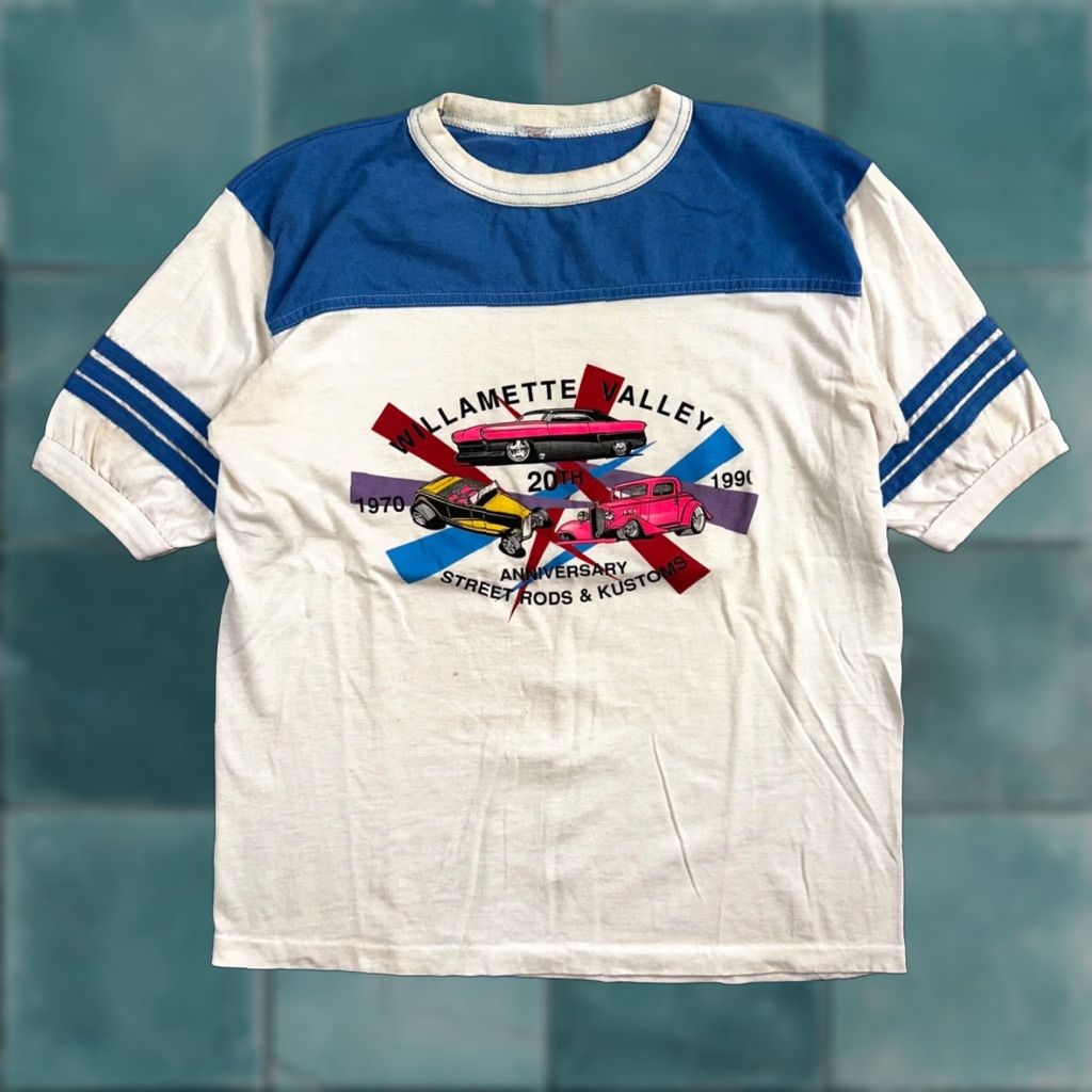 Vintage Willamette Valley 1990 T-Shirt Men L White Vintage Cars Sports Graphic All Seasons