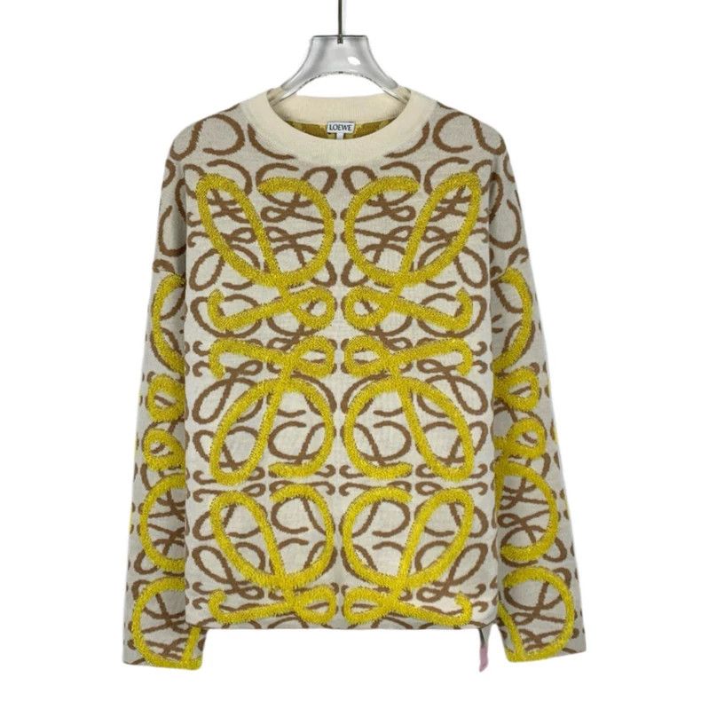 Loewe Loewe Yellow logo jacquard full print wool round neck long Size XS / US 0-2 / IT 36-38 - 1 Thumbnail